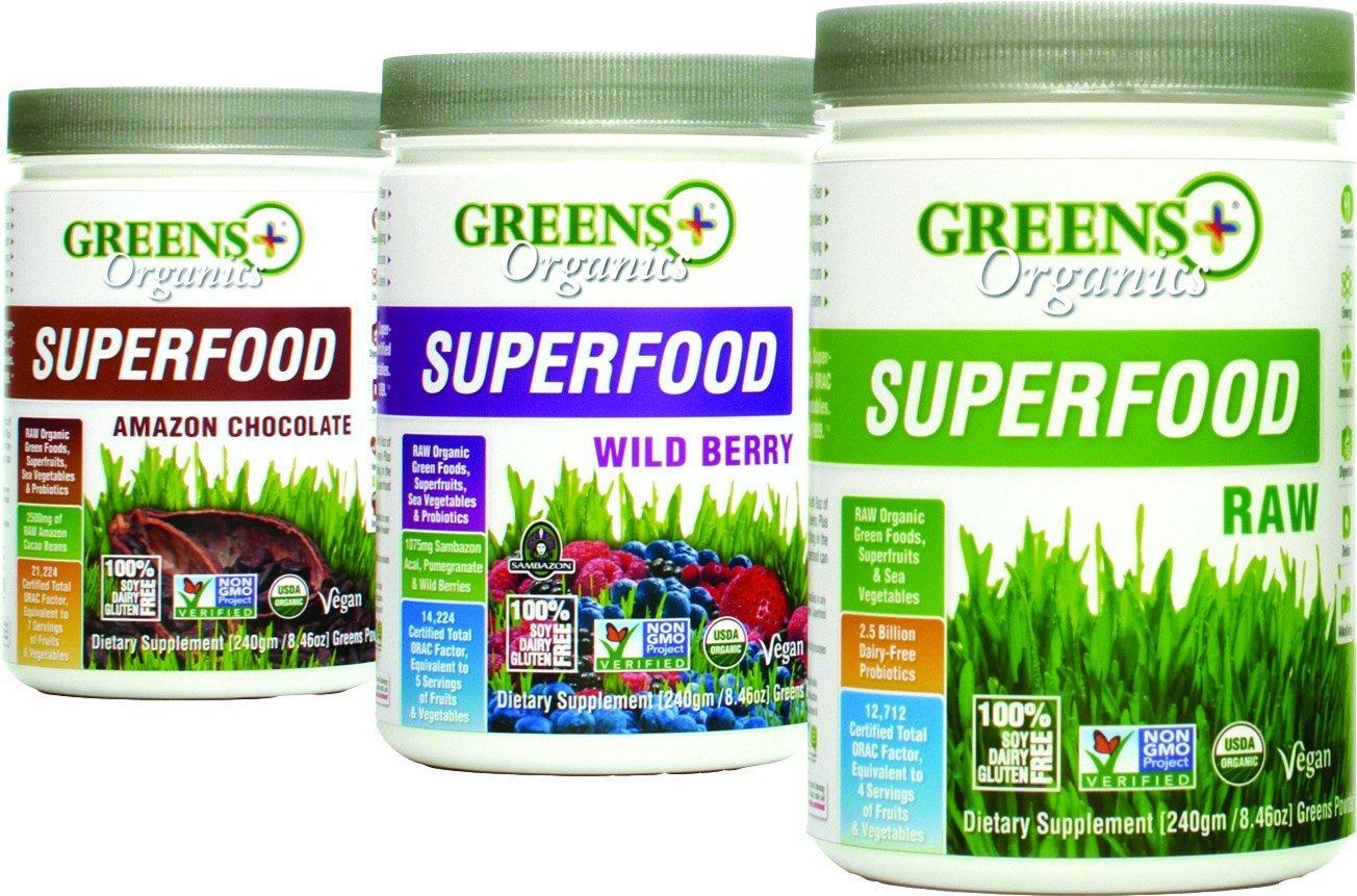 Greens+ Greens+ Organic RAW Superfood Powder, Super Blend Immune Support, Morning Kick, Energy Boost, Nutrition Vibrant Health, Dietary Supplement, Vegan Soy/Dairy/Gluten Free(8.46oz)