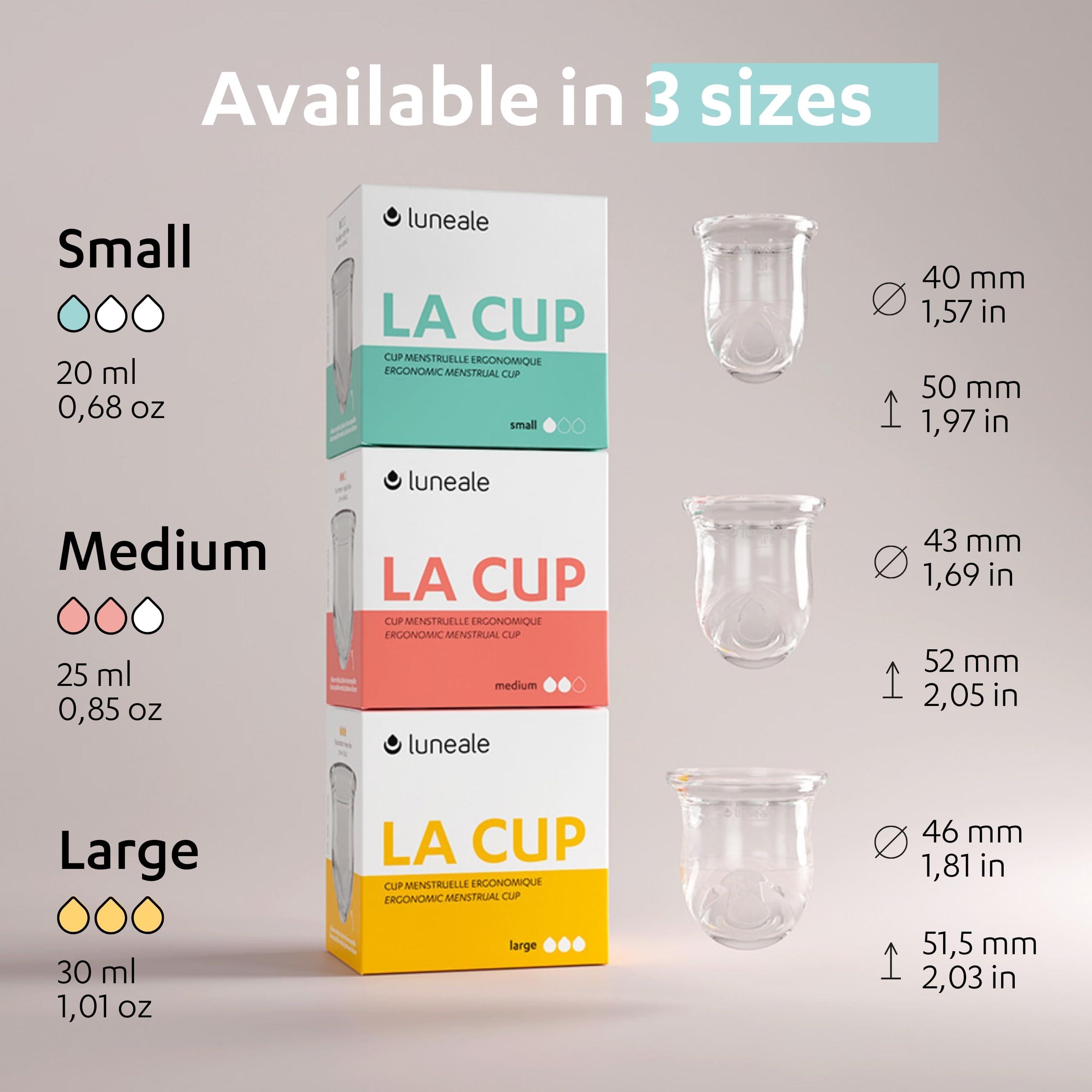 Luneale La Cup Luneale - Reusable Stemless Menstrual Cup - Patented Ergonomic Design Created with Midwives - 100% Platinum Medical-Grade Silicone - Ultra-Comfortable - Size S (Light to Medium Flow)
