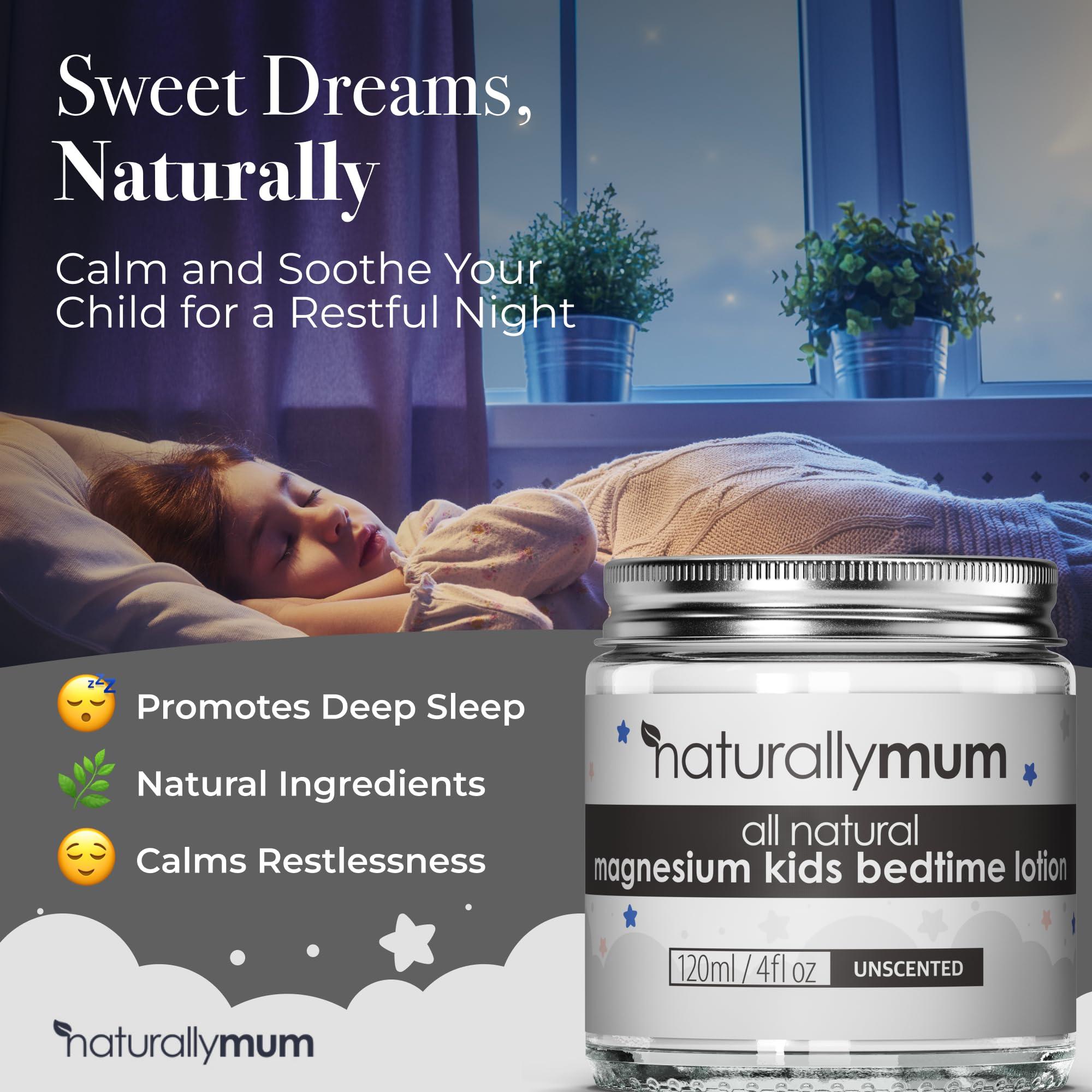 NaturallyMum NaturallyMum - Magnesium Bedtime Lotion for Kids & Babies [NATURAL & SAFE] - Topical Kids Magnesium Cream Lotion for Sleep - Safe for Babies (6M+) - Support for Sleep, Bone & Overall Kids Health