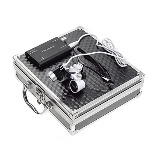 NSKI 3.5X420mm Bonicular Loupes Magnifier with 3W Operation Head Lamp Aluminum Box (Black)