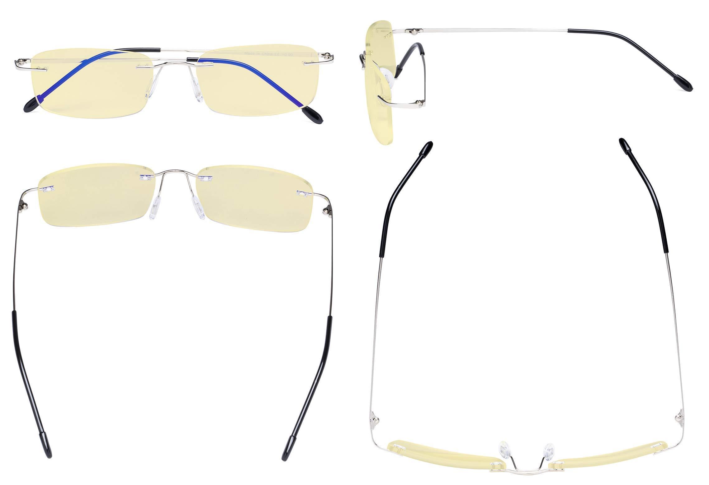 Eyekepper Eyekepper Computer Glasses Blue Light Blocking-Flexible Rimless Eyeglases Men Women Yellow Tinted,Silver