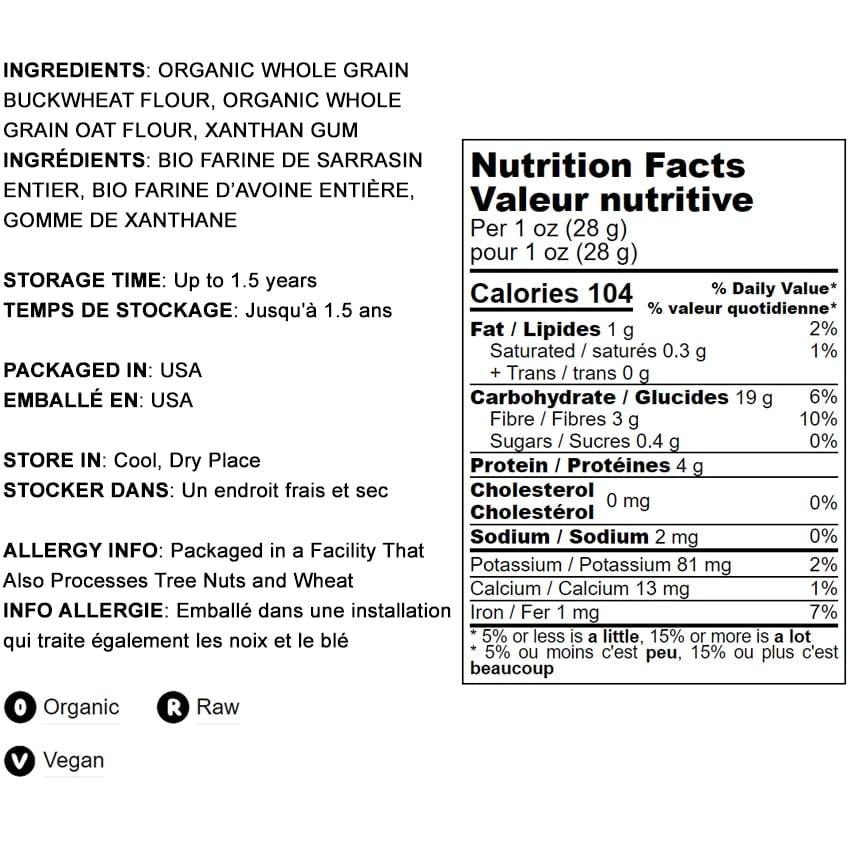 Food to Live Food to Live Organic Whole Grain Buckwheat Flour Blend, 4 Pounds - A Custom Mix of Organic Buckwheat Flour and Organic Oat Flour, Non-GMO, Fine Meal, Vegan, Bulk. All Purpose Flour. Great for Baking