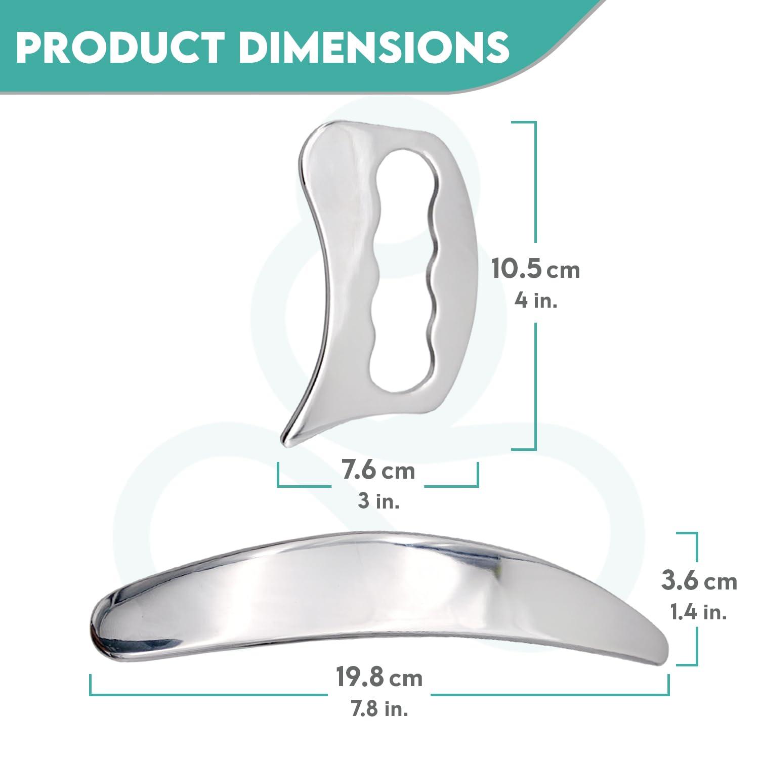 COZLOW COZLOW 2-in-1 Muscle Scraper Tool Set - Skin Scraping Massage Tools for IASTM Therapy - Deep Tissue Gua Sha for Soft Tissue Mobilization, Fascia & Myofascial Release - Stainless Steel Metal Blades