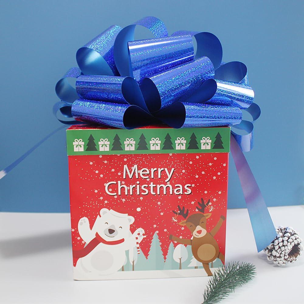 HQJAXJ 1Pcs Giant Gift Bows,16 Inch Giant Car Bow Large Gift Bow Large Christmas Gift Refrigerator New House Bicycle and Party Decoration Giant Gift Packaging Bow (Blue)