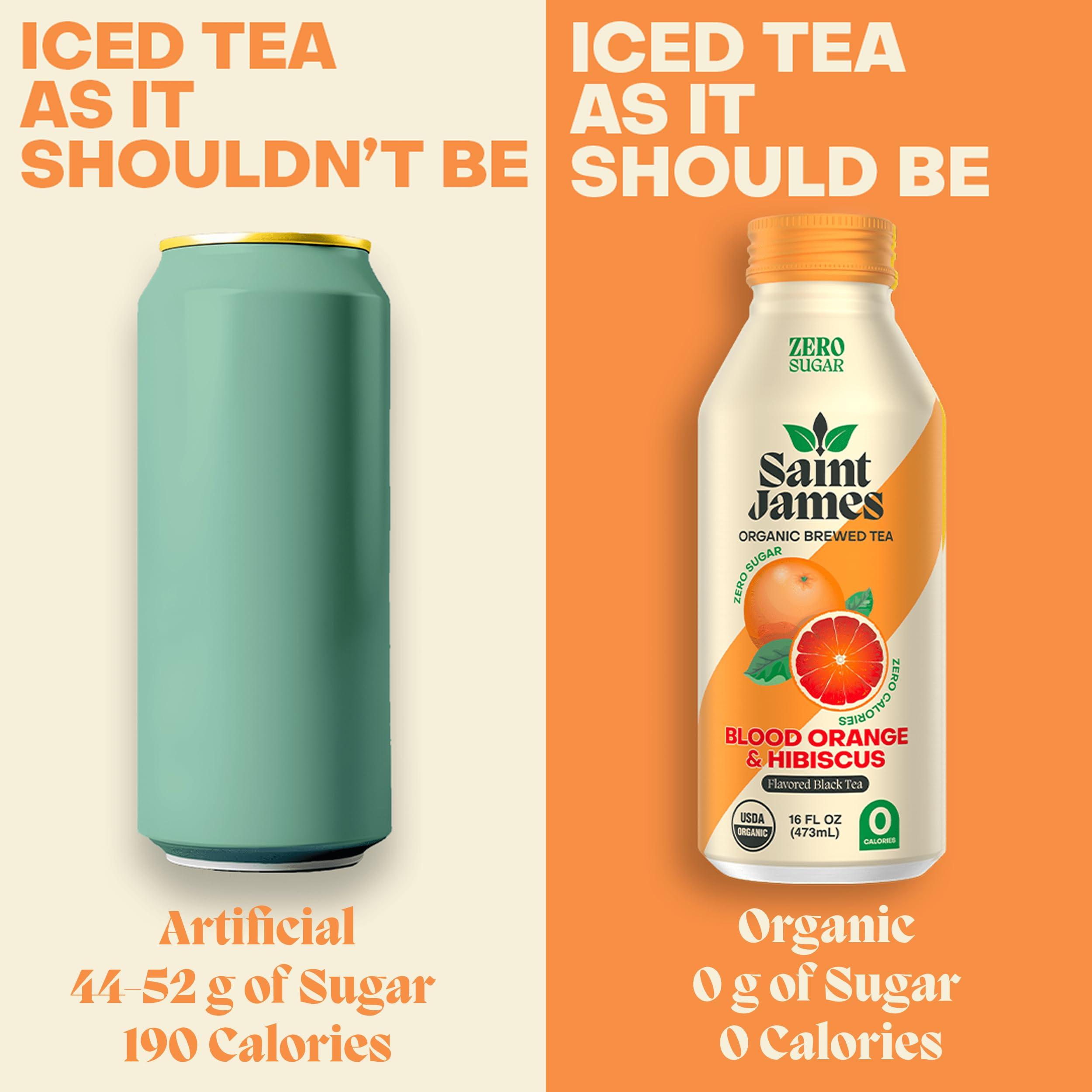 Saint James Iced Tea Saint James Iced Tea | Organic Black Tea | Organic, Non-GMO Black Tea, 12 Pack (16.9oz each) (Blood Orange)