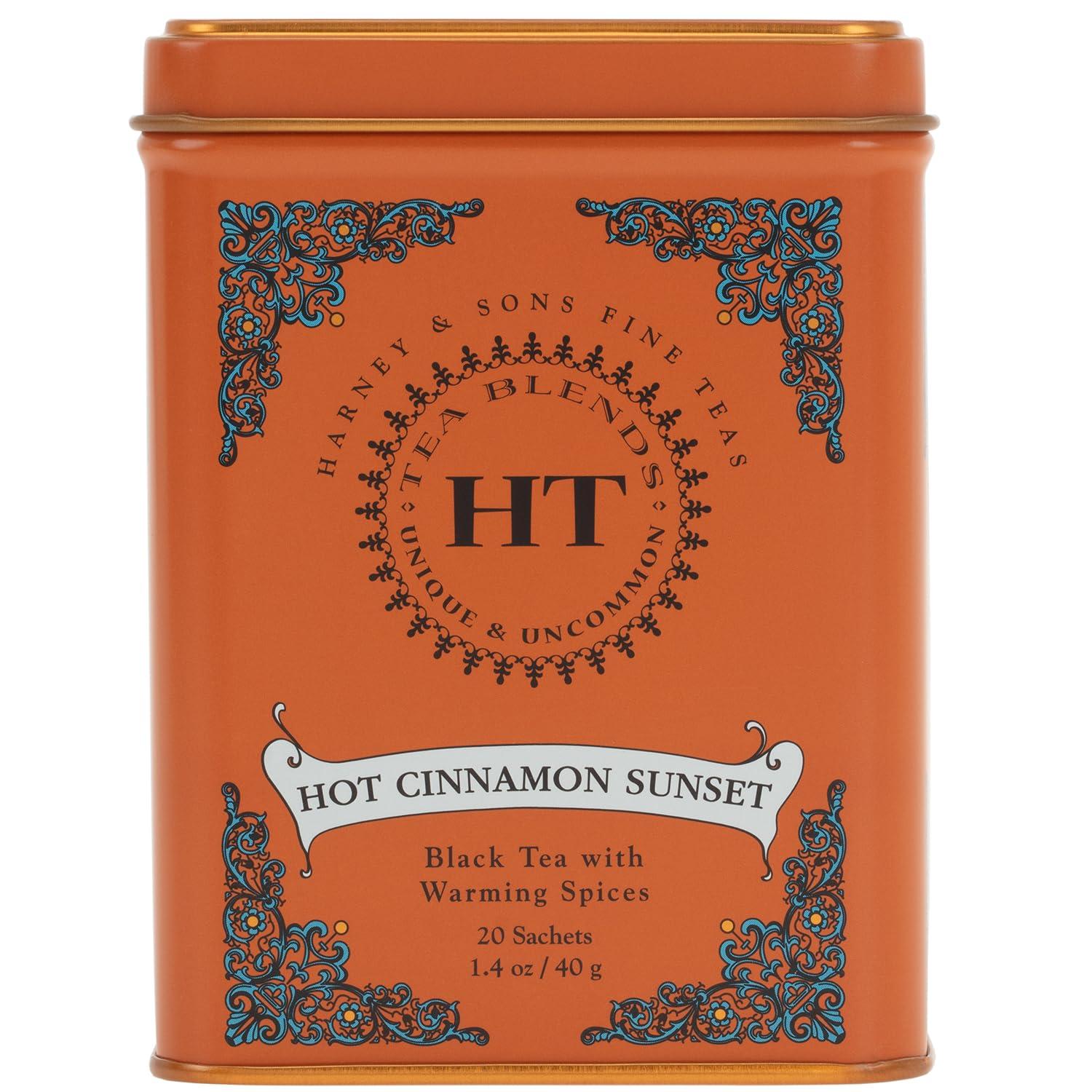 Harney & Sons Harney & Sons Caffeinated Hot Cinnamon Sunset Black Tea with Orange and Cloves Tin 20 Sachets (Pack of 1)