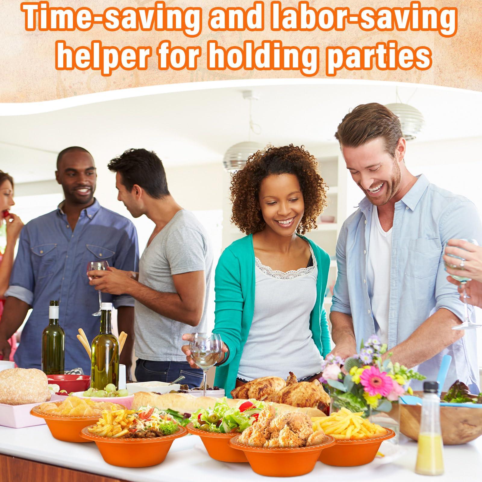 Lallisa Lallisa 100 Pcs 12oz orange Disposable Plastic Bowls Dessert Cups Ice Cream Snack Salad Soup Food Serving Bowls for Party Favor Picnic