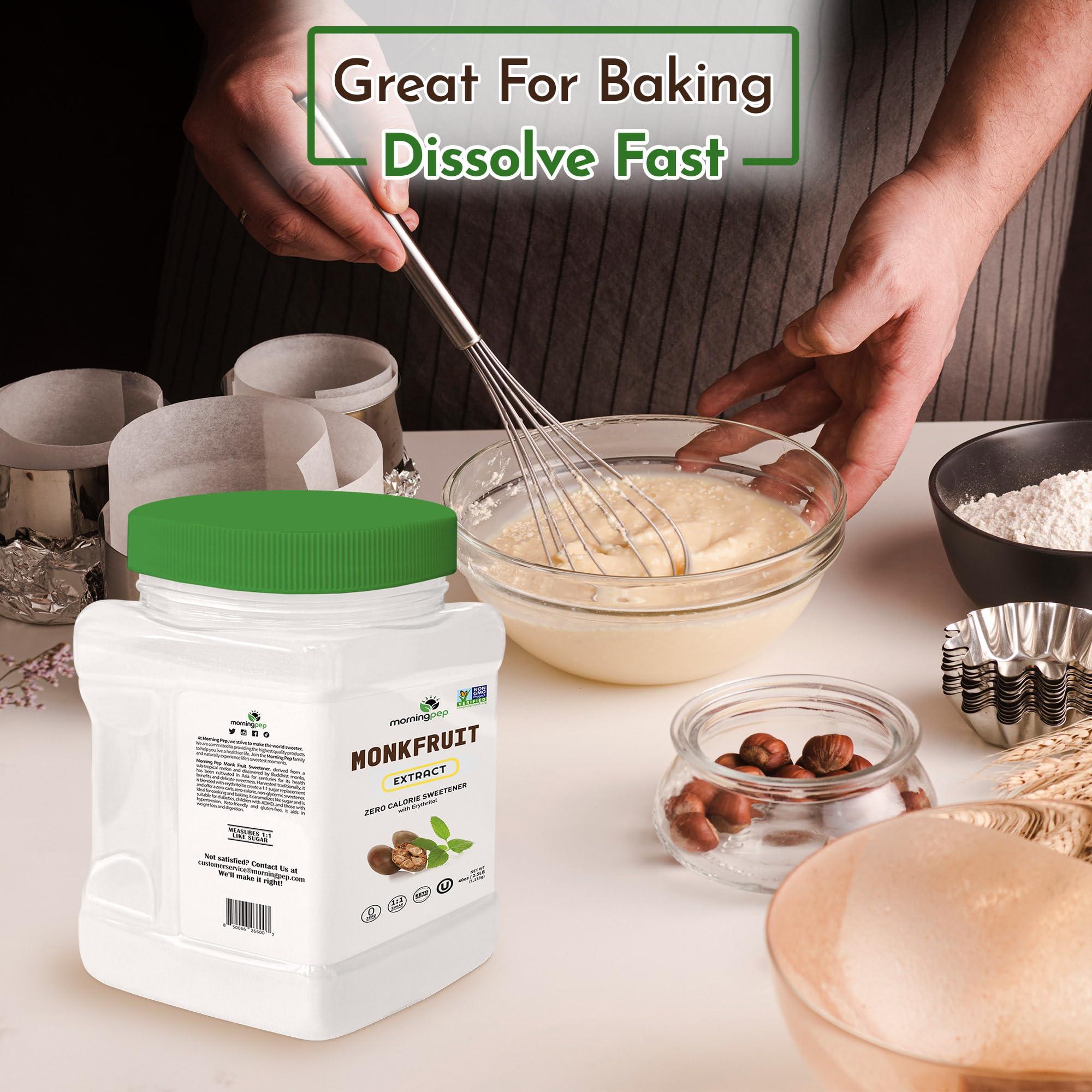 Morning Pep Morning Pep 100% Pure Monk Fruit extract sweetener, No Erythritol, Monkfruit Extract Powder, NON-GMO Project Verified, Keto Certified, OU kosher, No Fillers Zero Calories | Over 450 Servings | 5 oz