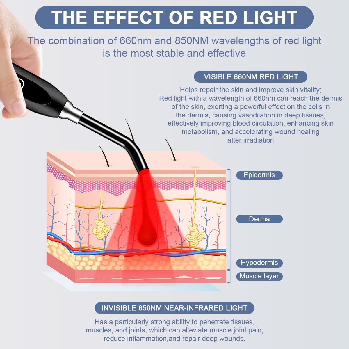 OPMGUWZY Red Light Cold Sore Red Light WandCanker Sore Treatment Herpes Lip Treatment Fever Blister Relief Device for Nose Ear Mouth Joint Muscle2-in-1 Multifunctional Red Light Device for Body with Glasses