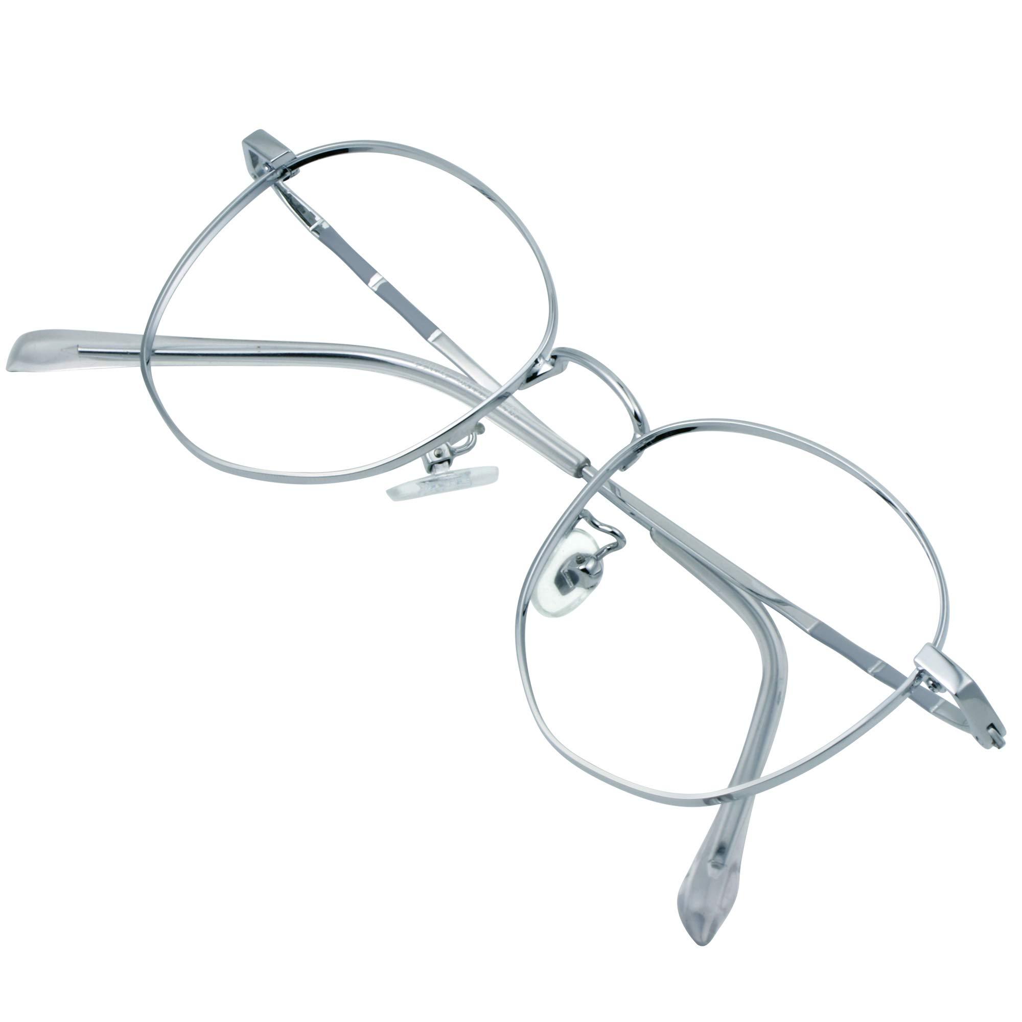 VisionGlobal VisionGlobal Blue Light Blocking Glasses for Computer Reading, Anti Glare Lenses Help Reduce Eye Strain and Fatigue, For Men/Women (Silver, 1.25 Magnification)