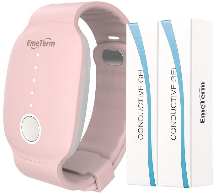 EmeTerm EmeTerm Fashion Pink Anti-Nausea Wristband Relieve Morning Motion Travel Sickness Rechargeable Drug Free Bands Without Side Effects - Extra 2pack Conductive Gel