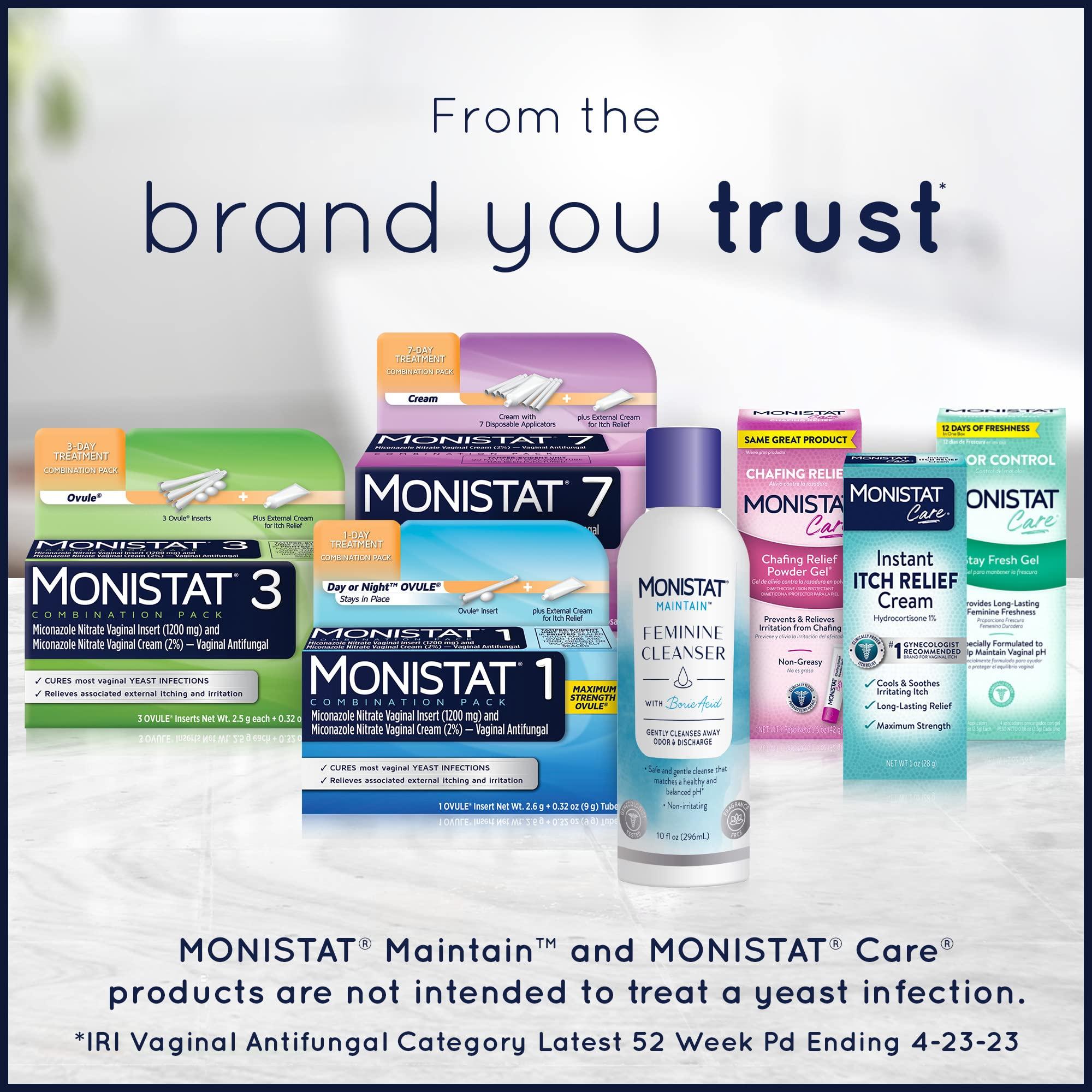Monistat Monistat 7 Day Yeast Infection Treatment for Women, 7 Miconazole Cream Applications with Disposable Applicators + 10 fl oz Boric Acid Feminine Cleanser