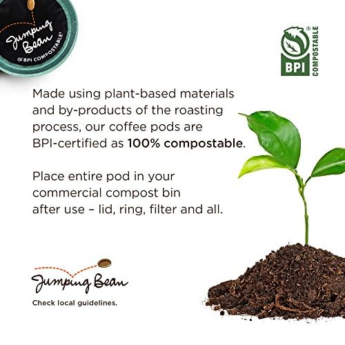 Jumping Bean Jumping Bean Organic Coffee Single Serve Coffee Pods, East Coast Roast, 20 Count