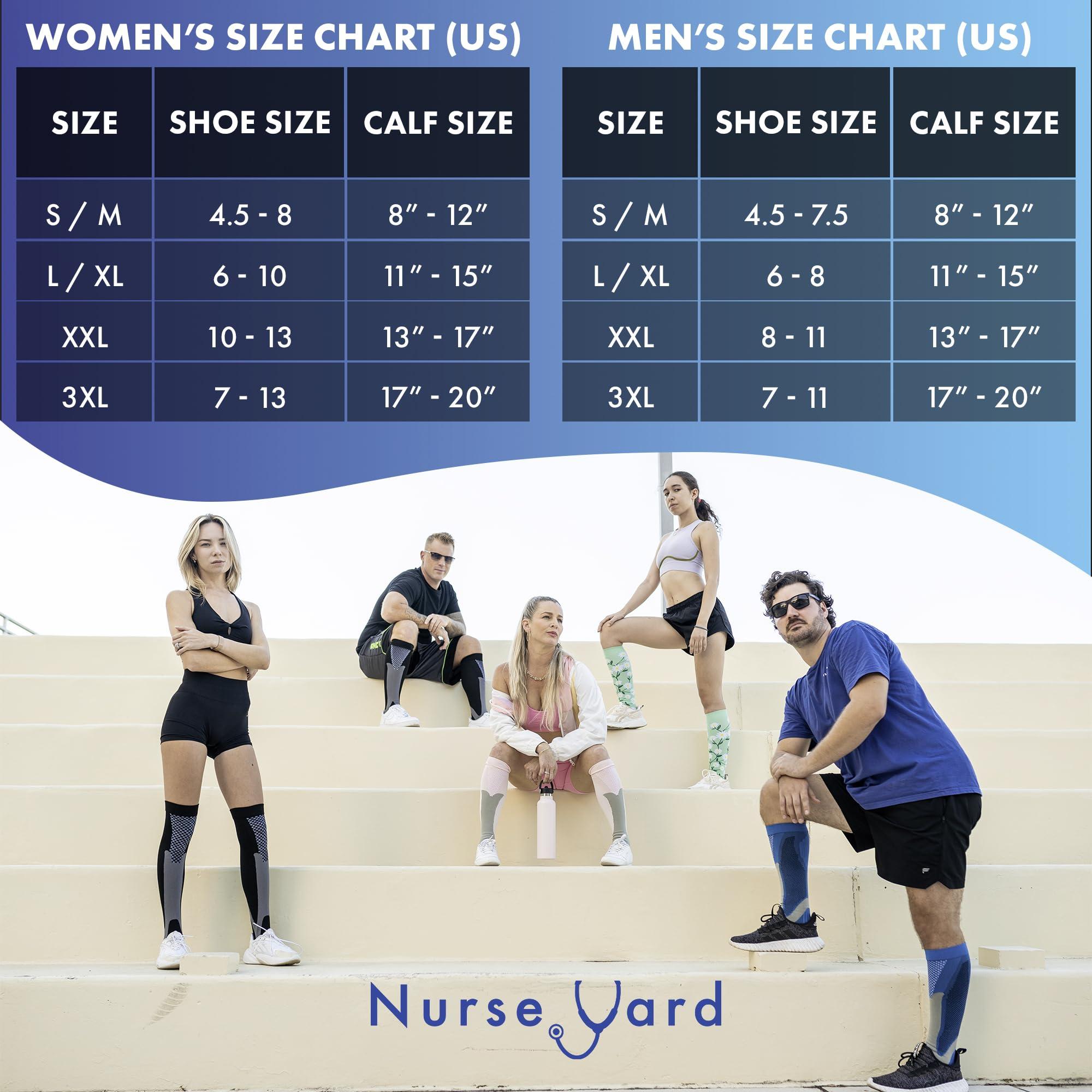 Nurse Yard Nurse Yard Compression Socks for Nurses - Women & Men - 20-30mmHg Graduated Compression, Zero-Toe Compression, For Medical Staff, Nursing, Athletic Support Such As Running, Cycling, Hiking - 1 Pair