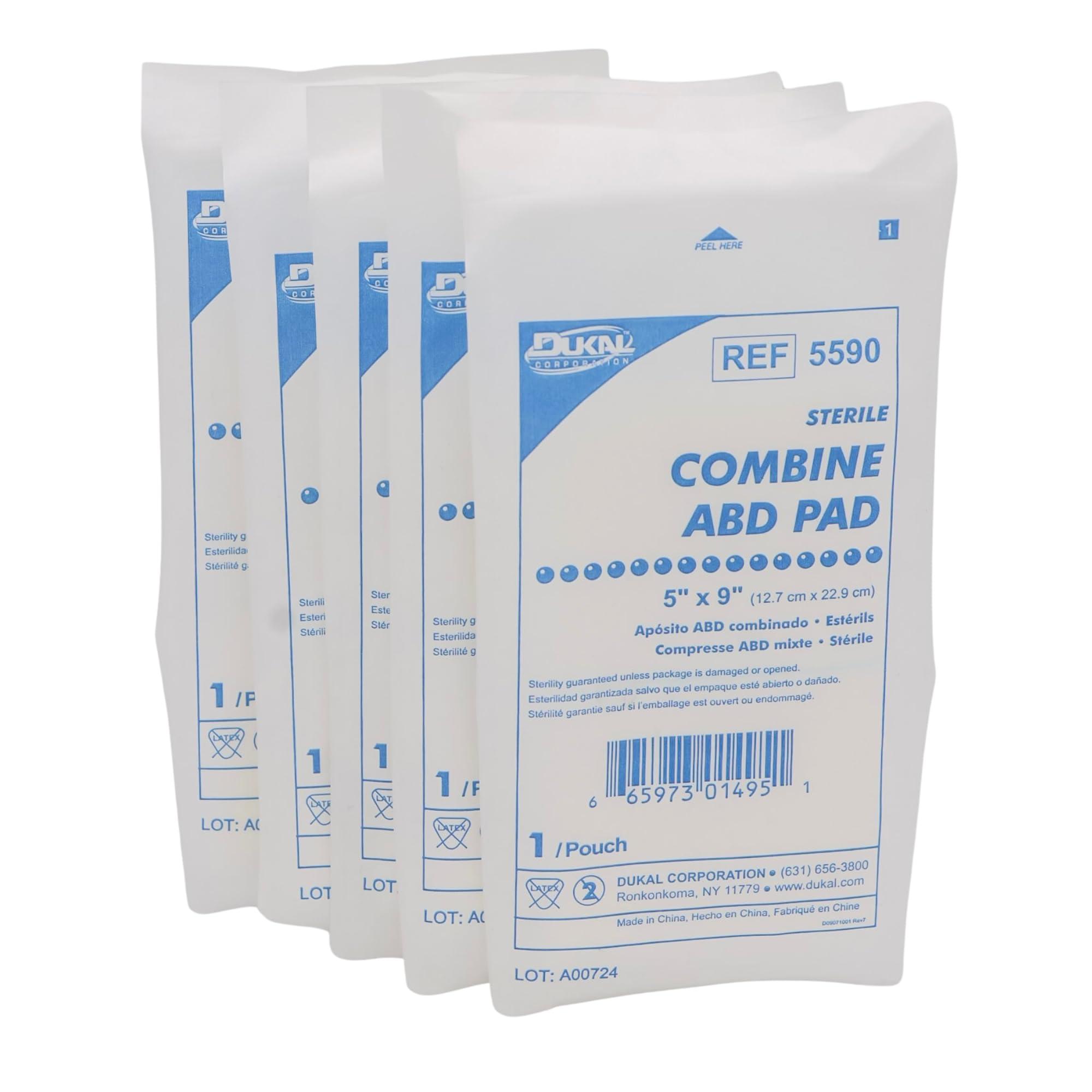 Dukal Trauma Pads, 5" x 9" COMBINE ABD (PACK OF 5)
