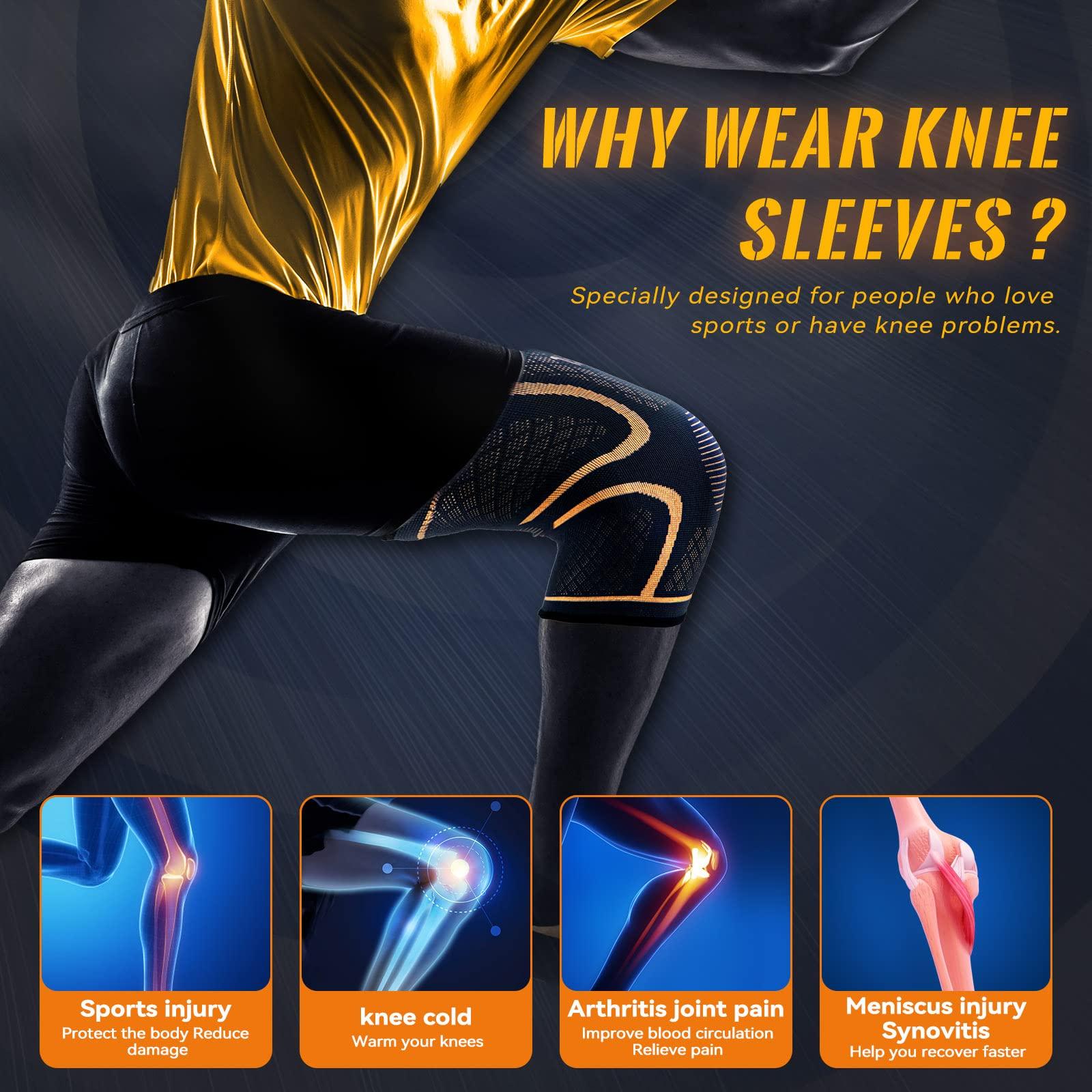 JIUFENTIAN JIUFENTIAN Copper Knee Braces for Men and Women (2 pack) -Knee Supports Copper Compression Knee Sleeve for Knee Pain, Arthritis, Running,Sports and Recovery Support (Medium)