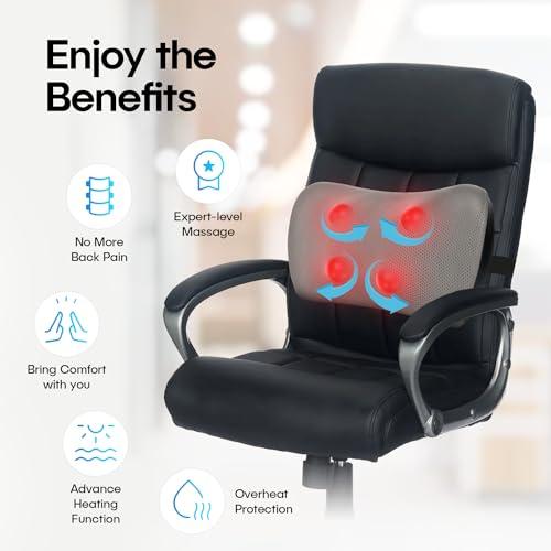 Soothio Back Massager for Pain Relief Deep Tissue, with Heat, New Shiatsu 4D Motion, Strong Motor for Tough Backs, Car Charger, Very Effective for Lower Back Pain Relief, Neck, Shoulder