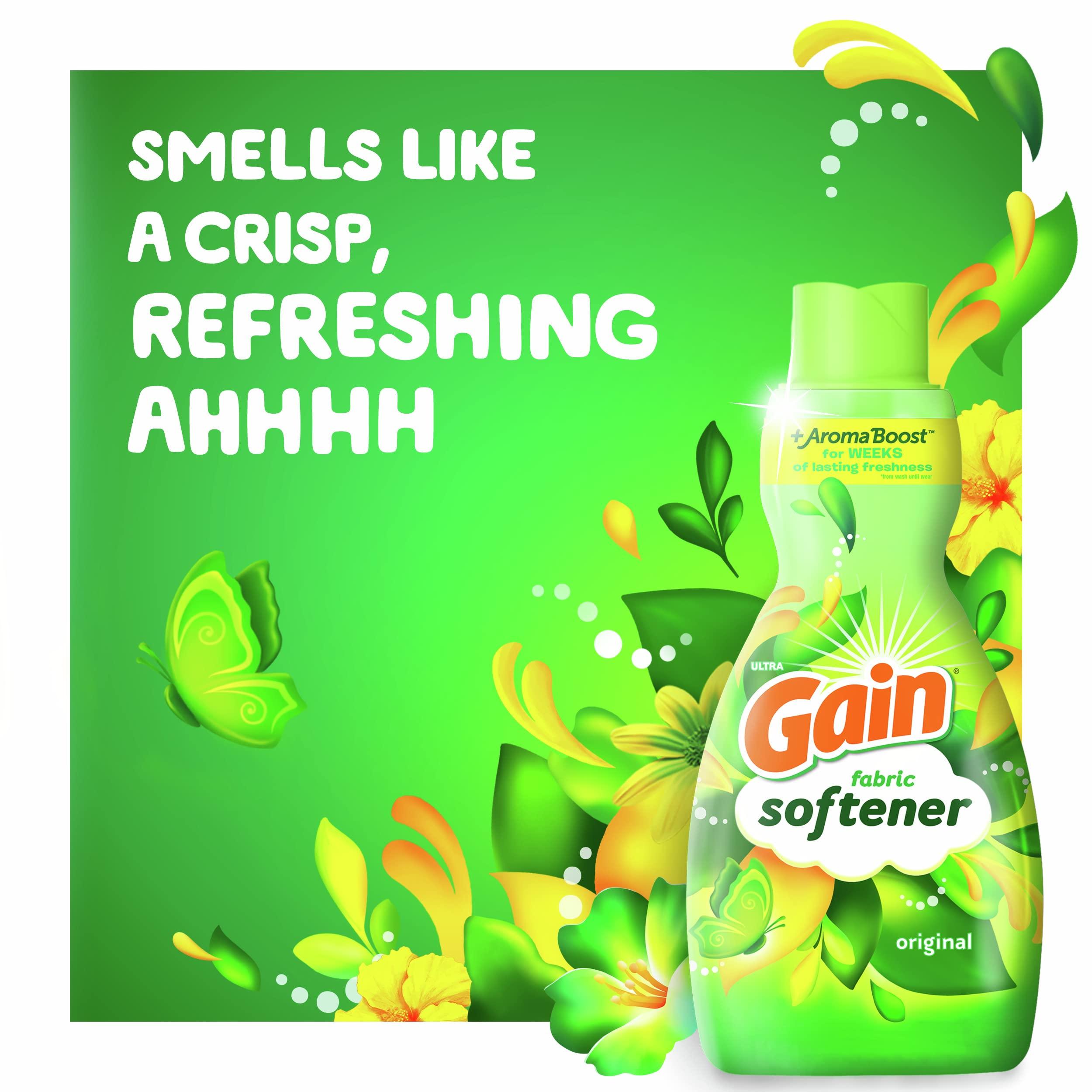 Gain Gain Fabric Softener, Original Scent, 140 fl oz, 190 Loads, HE Compatible, Packaging may vary