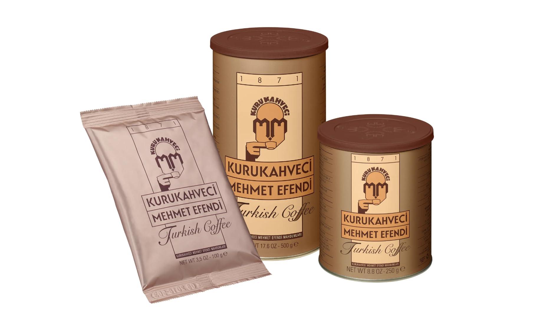 Kurukahveci KURUKAHVECI MEHMET EFENDI Turkish Coffee, Arabica Beans, Roasted Ground,Rich Aroma, Fresh, Medium to Heavy-bodied, Original Taste Since 1871 (8.8 OZ / 250 Gr) Pack of 3