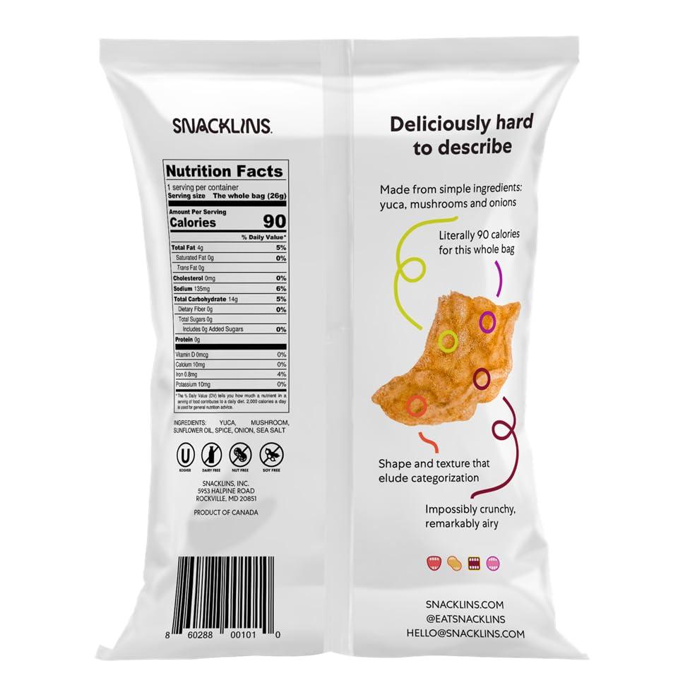 SNACKLINS SNACKLINS Plant Based Crisps CHESAPEAKE BAY - Gluten Free, Grain Free, 100% Kosher For Passover, Vegan Healthy Snacks, Crunchy Puffed Snack, Only 90 Calories Per Bag - .9oz Bag (Case of 12)