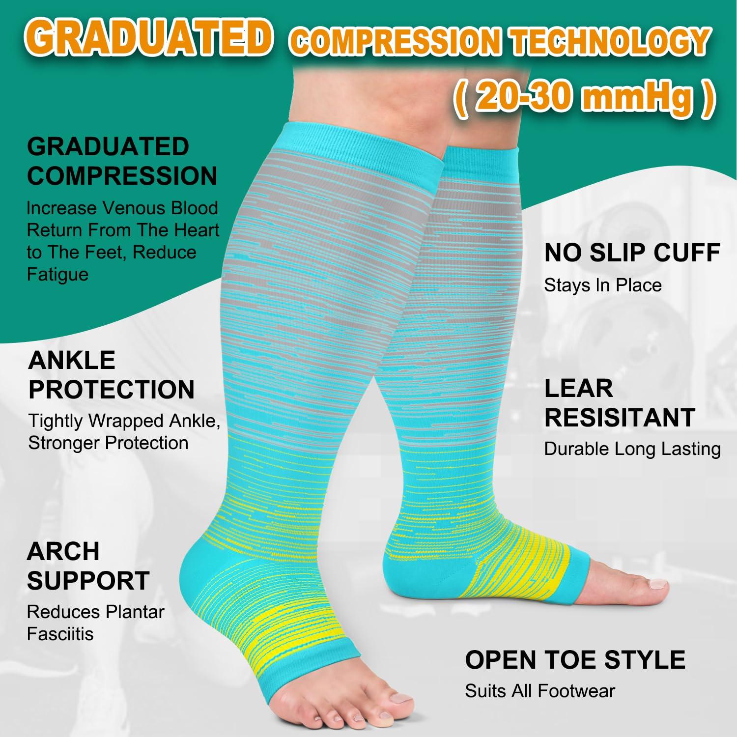 Diu Life Diu Life Copper Toeless Compression Socks for Women Men, Open Toe Socks 15-20mmHg is Best Support for All Day Wear