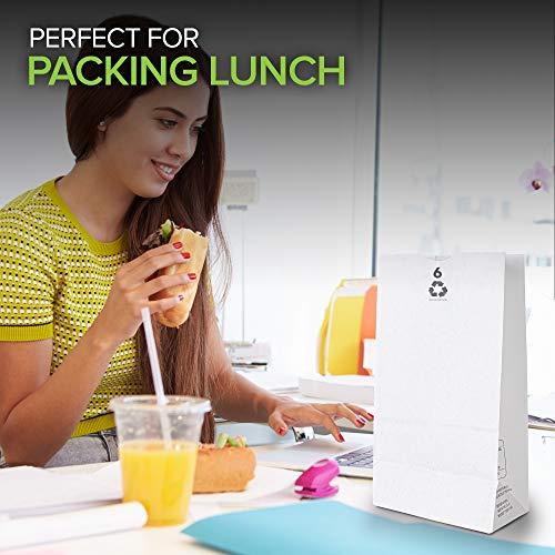 Stock Your Home Stock Your Home 6 Lb White Paper Bags (200 Count) - Eco Friendly White Lunch Bags - Small White Paper Bags for Packing Lunch & Snacks - Blank White Lunch Bags Paper for Arts & Crafts Projects