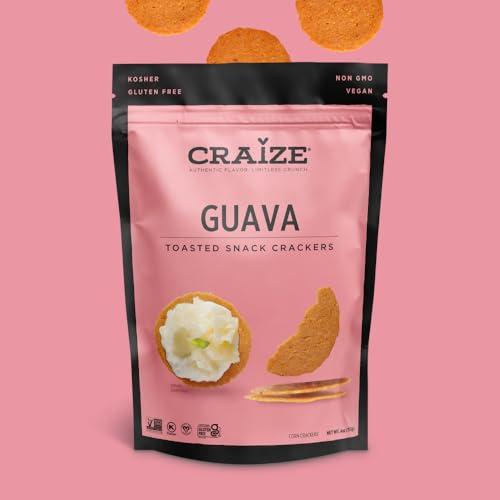 Craize Craize Guava Crisps | Gluten Free, Vegan, Kosher, Toasted Corn Crackers | 3 pack, 4 oz each