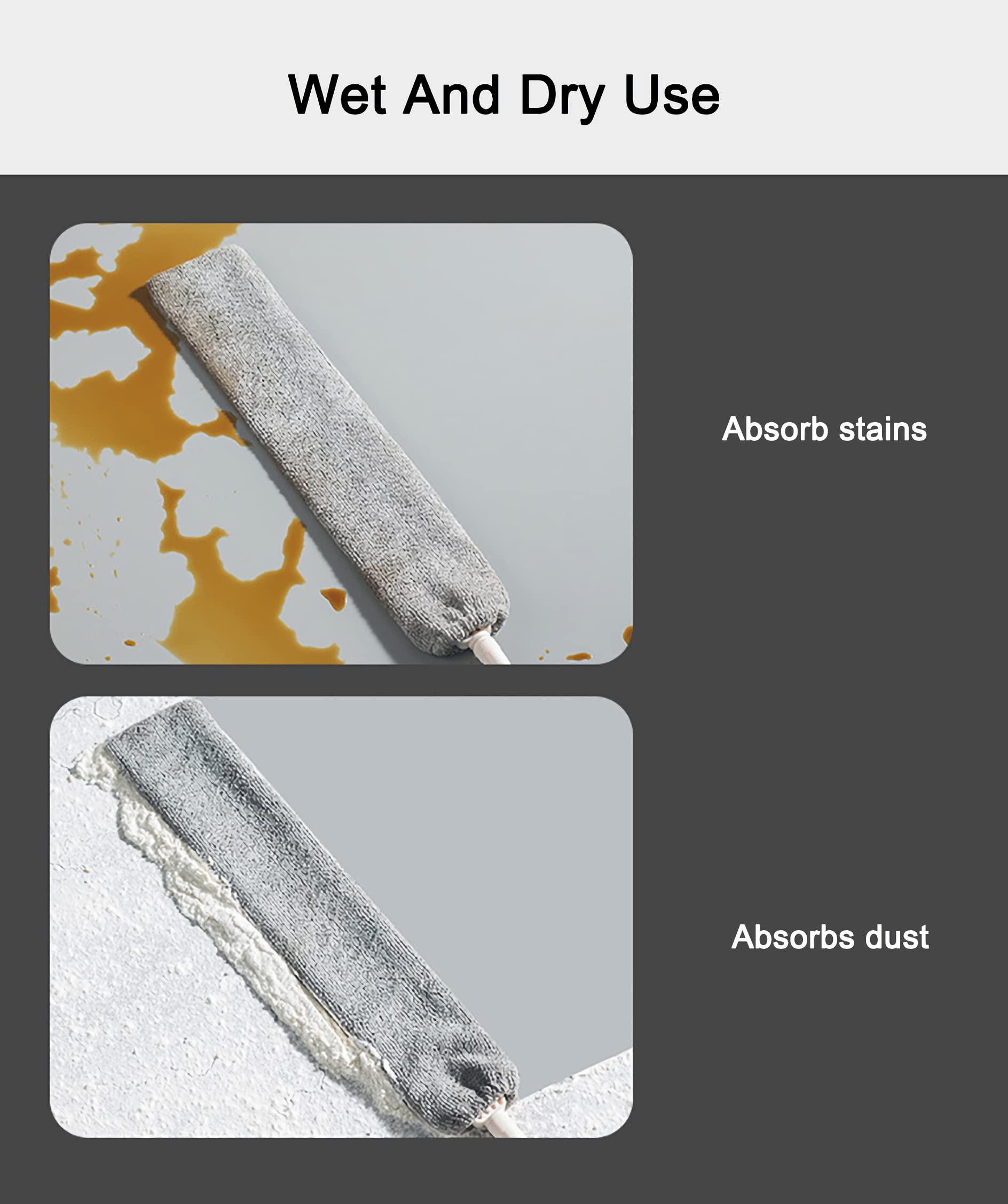 ThsGivingStore Retractable Gap Dust Cleaner, Under Refrigerator/Sofa Cleaning Tool, Microfiber Gap Duster with Extendable Pole 32-100 Inches, Suitable for Underneath Cleaning of Furniture, Fridges, Couch, Bed