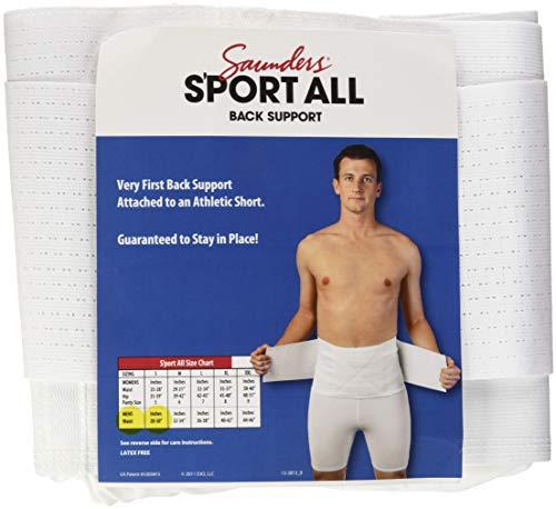 Saunders Saunders S'port All Back Support with White Compression Shorts: Men's, Small (Waist: 28" - 30")