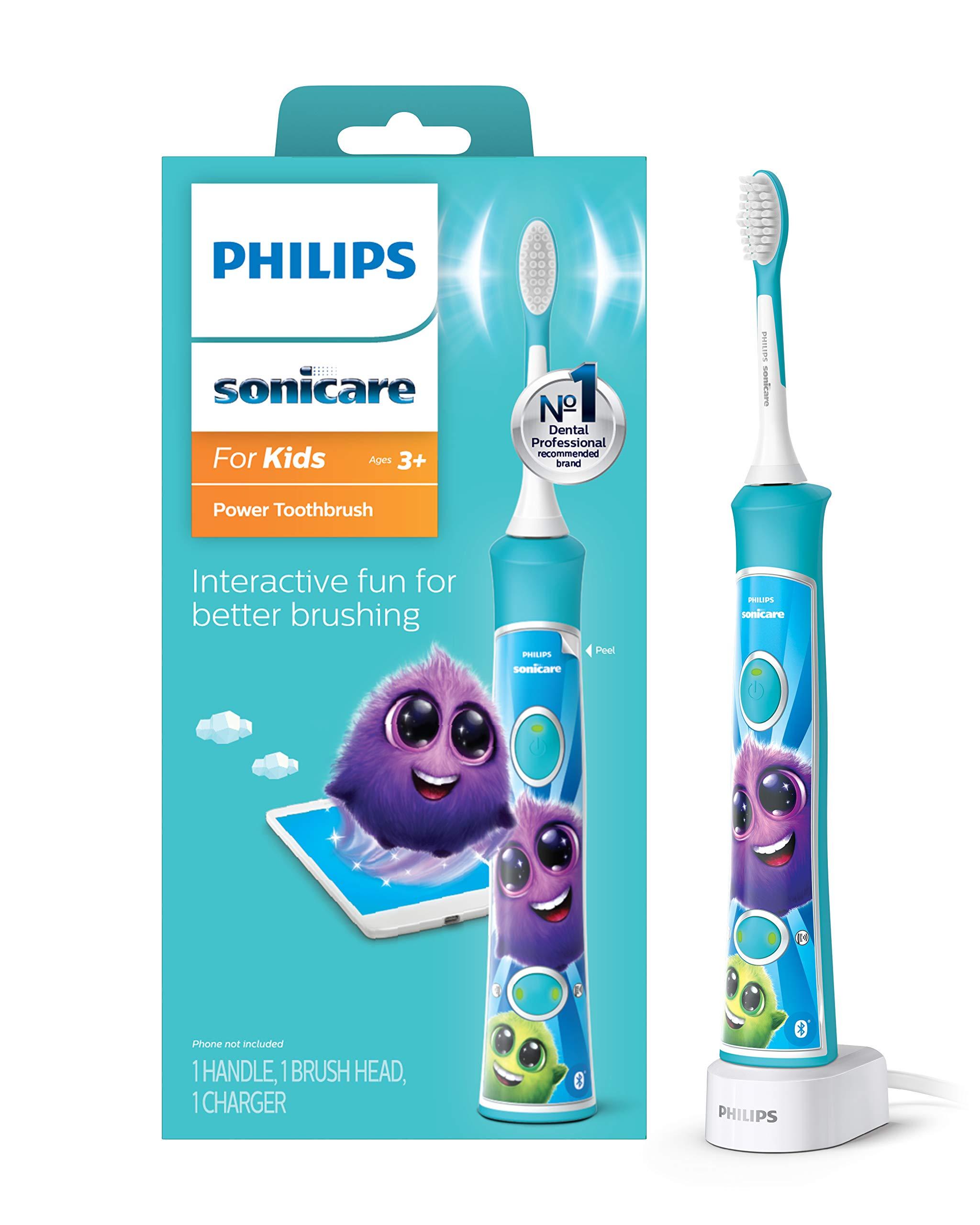 Philips Sonicare Philips Sonicare for Kids 3+ Bluetooth Connected Rechargeable Electric Power Toothbrush, Interactive for Better Brushing, Turquoise, HX6321/02