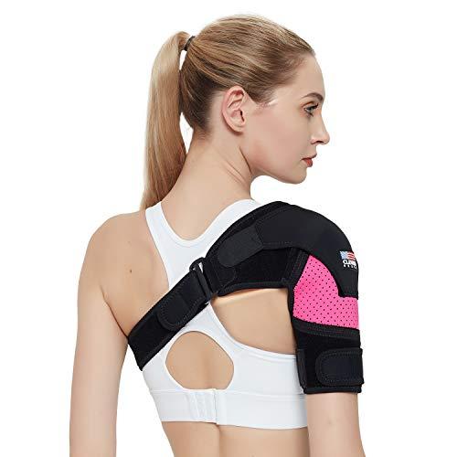 CLEVISS BRACE Shoulder Brace for Men and Women [2020 Version] Rotator Cuff - for Bursitis, Dislocated AC Joint, Labrum Tear, Tendonitis,Neoprene Compression Support Sleeve (Pink, L-XL)