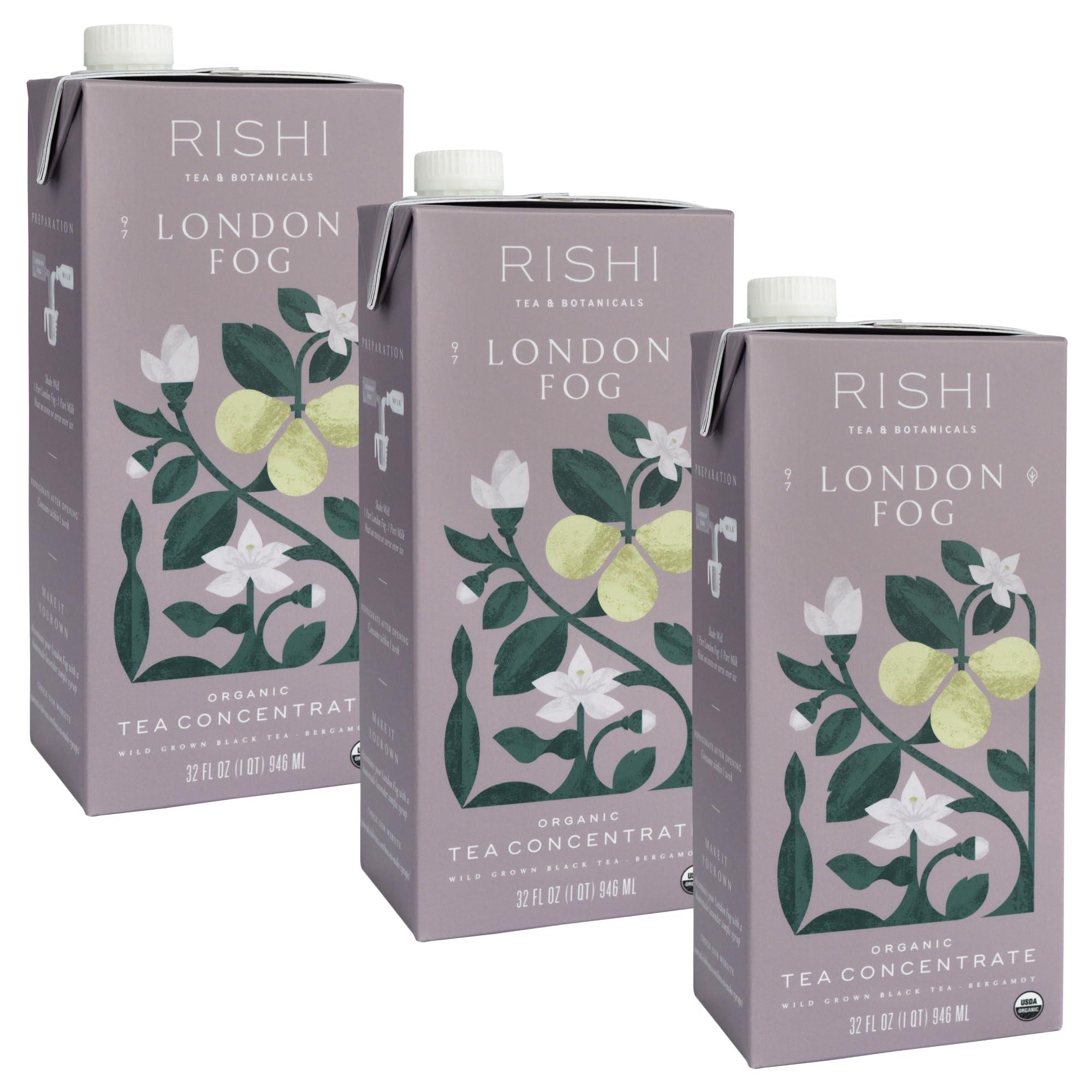 Rishi Tea Rishi Tea London Fog Latte, Organic Black Tea Concentrate with Bergamot, Easy-to-Serve Hot or Iced Earl Grey Tea Mix - 32 fl oz Carton, 8 Servings (Pack of 3)