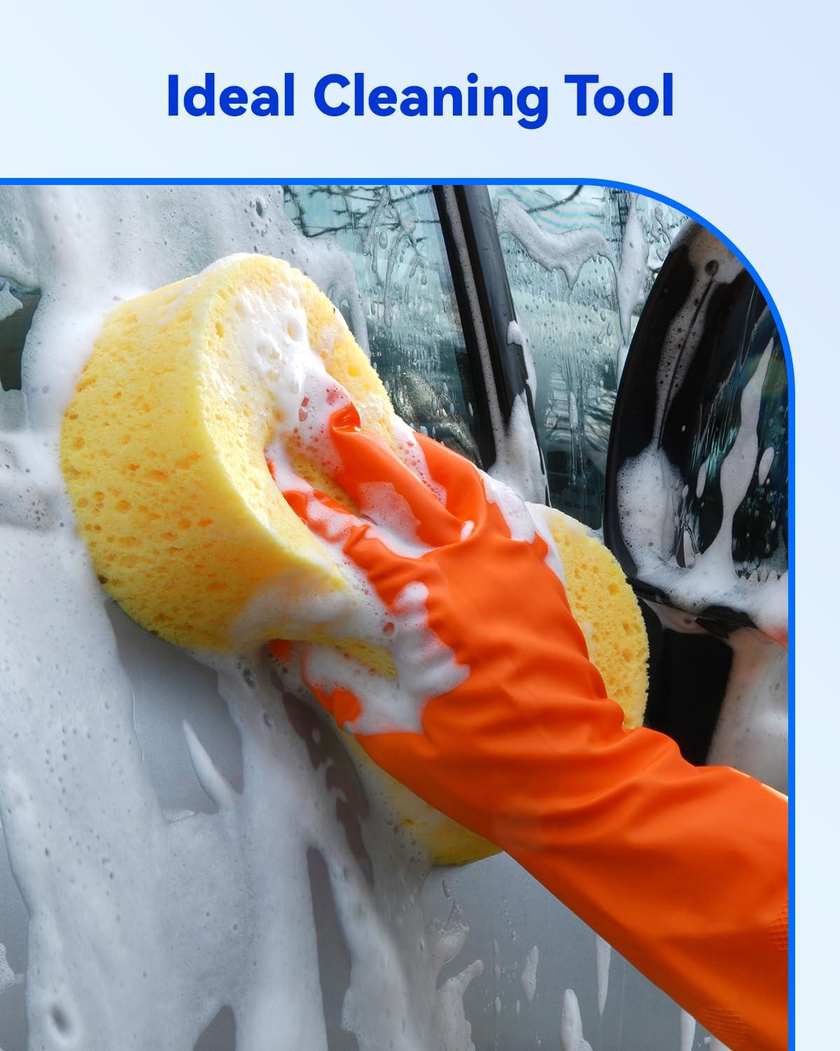Temede Temede Car Wash Sponge, Car Cleaning Large Sponges, All Purpose Sponges for Cleaning, Easy Grip Thick Foam Scrubber, Giant Bone Sponge for Kitchen, Bathroom, Household Cleaning