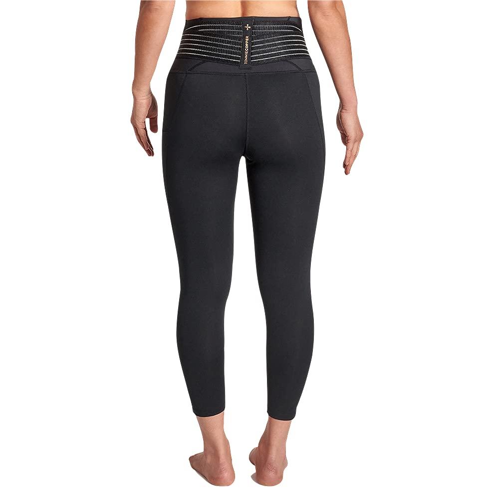 Tommie Copper Tommie Copper Women’s Pro-Grade Lower Back Support Leggings I Breathable, Adjustable Straps, UPF 50 Discreet Low Back Support - Black - X-Large
