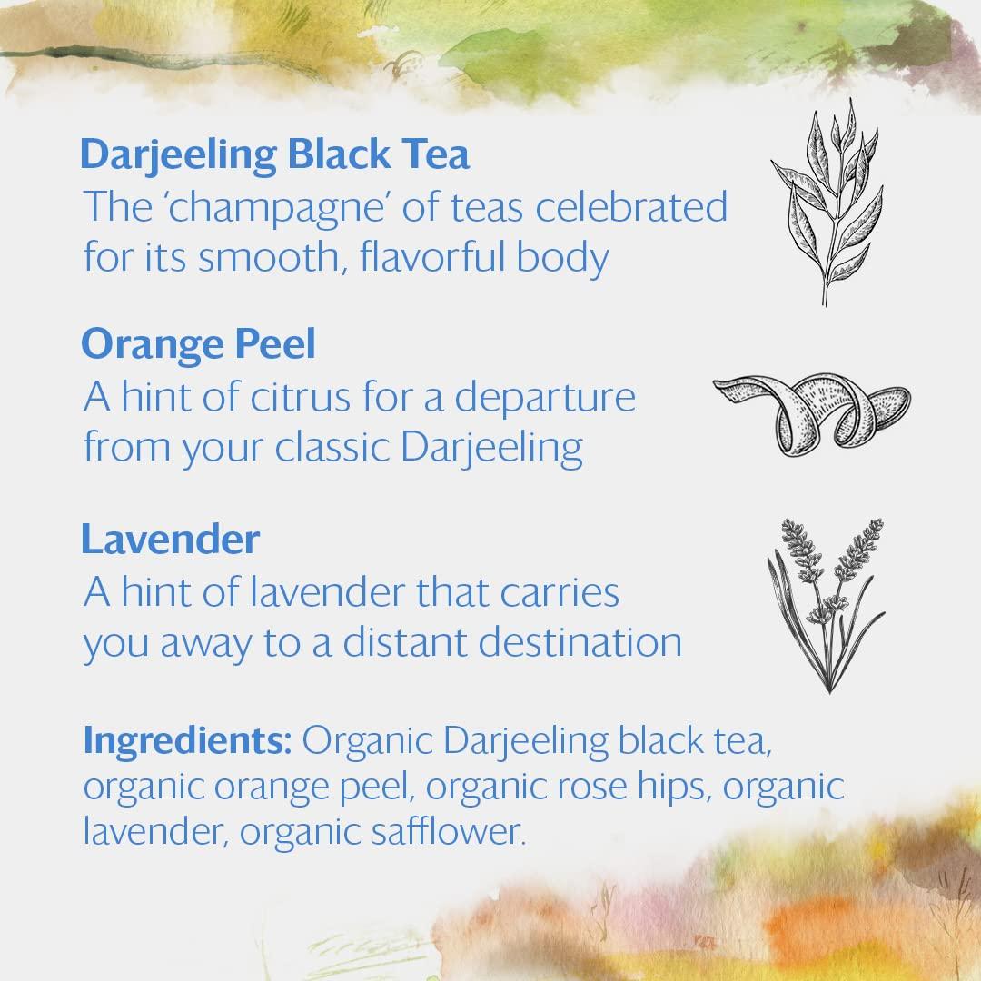 Grace Farms Grace Farms Organic Darjeeling Sunrise Black Tea, 50 Sachet Pouch | Darjeeling & Orange | Fairtrade & Kosher |Gives Back 100% of Profits