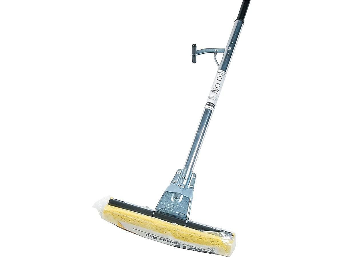 Rubbermaid Commercial Products Rubbermaid Commercial Products Brute Steel Roller Sponge Floor Mop with Steel Handle, 12-Inch Wide, Metal, Cleaning for Title/Floors in Bathroom/Kitchen/Lobby and Outdoor/Garage Spaces