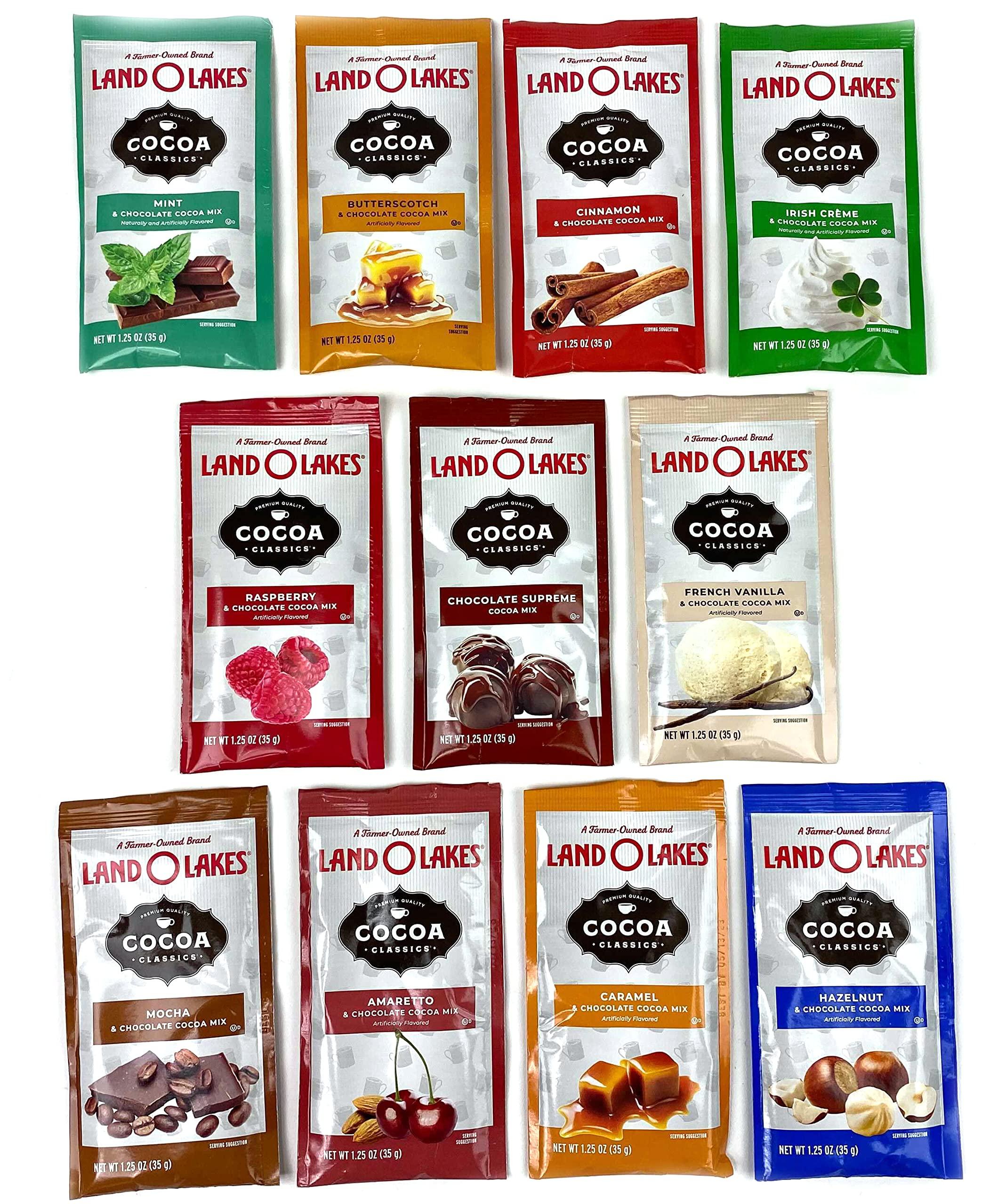 Black Tie Mercantile Land O Lakes Cocoa Classics Hot Cocoa Mix 11-Flavor Variety: One 1.25 oz Packet of Each Flavor in a BlackTie Box (11 Items Total)