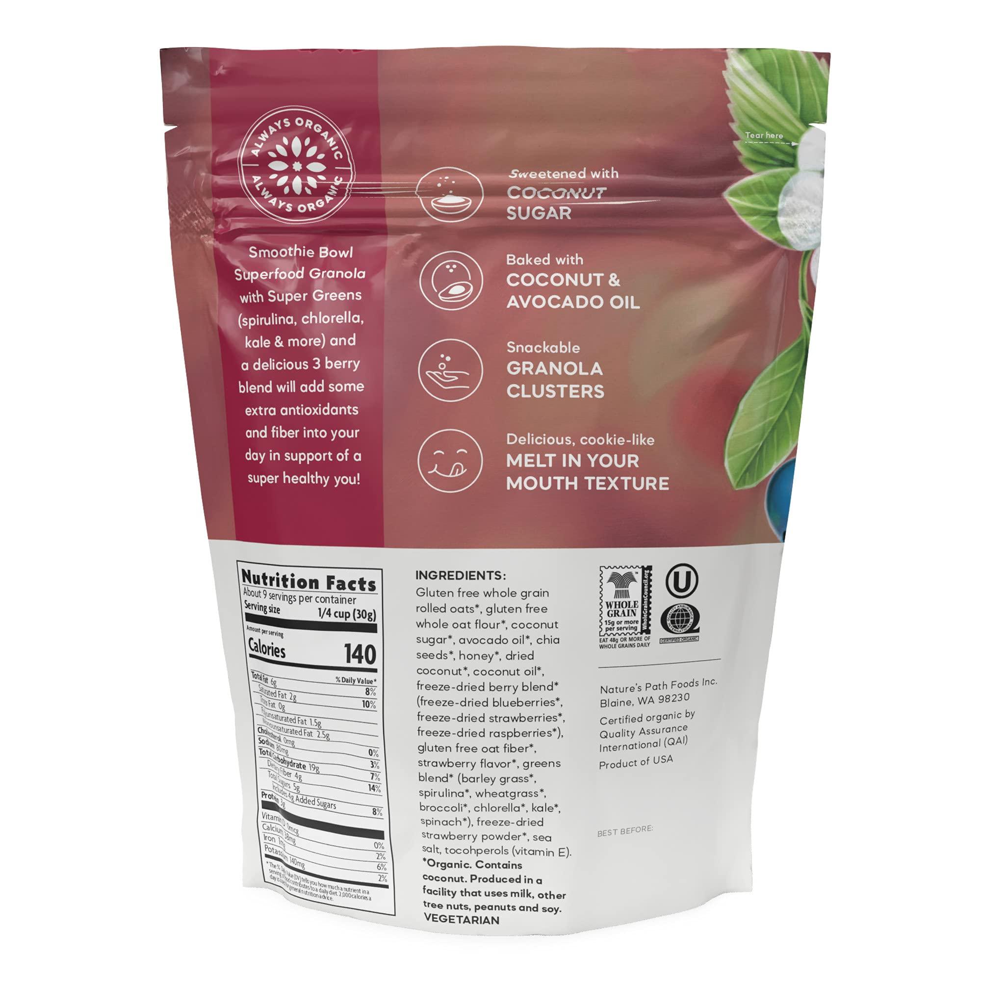 Nature's Path Nature\'s Path Organic Superfood Smoothie Bowl Granola, 9.5 oz (Pack of 1), Gluten Free, Non-GMO