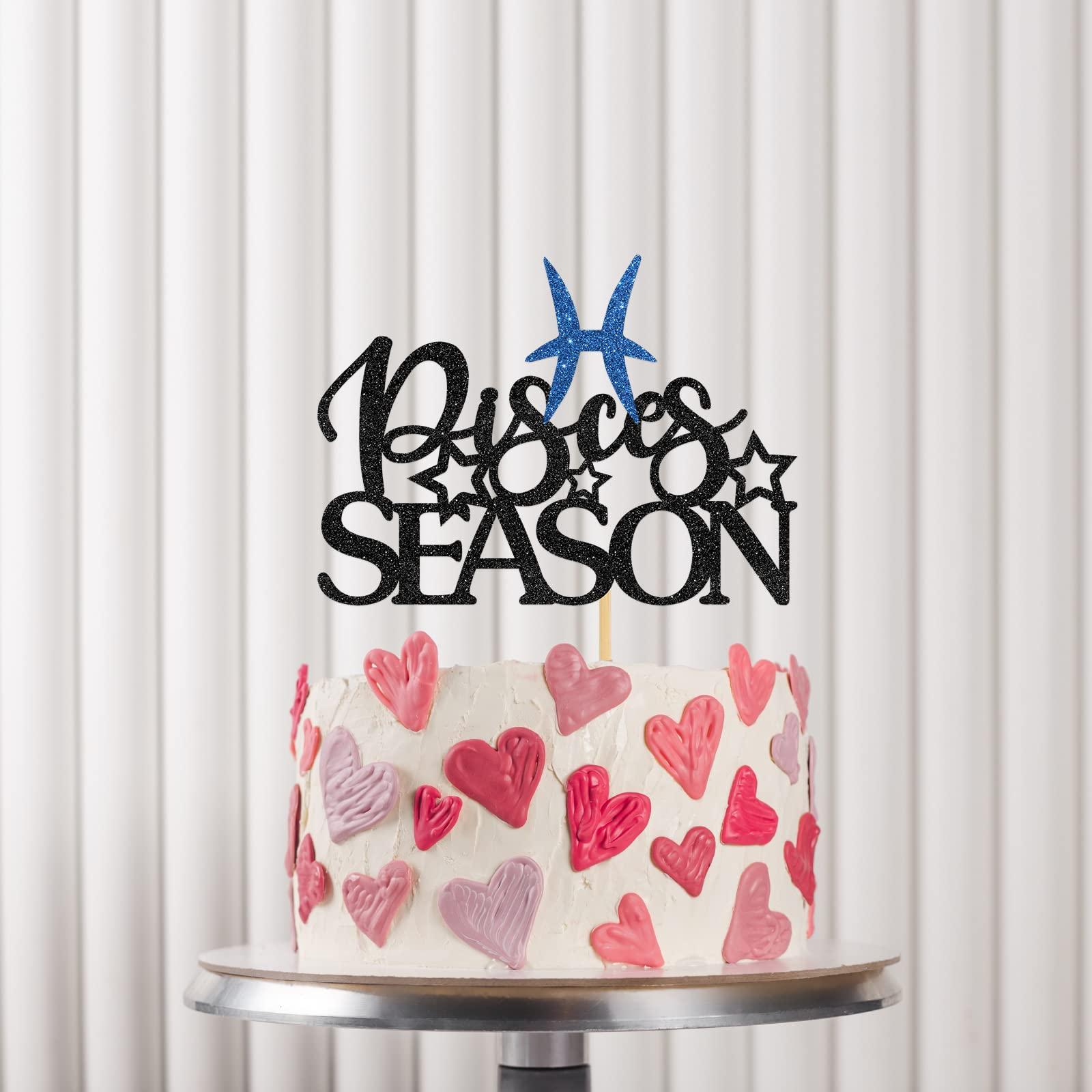 Helewilk Helewilk Pisces Season Cake Topper, Feb Mar Pisces Birthday Party Decoration, Zodiac Astrology Birthday Party Cake Decor, Constellations Themed Birthday Supplies (Pisces)