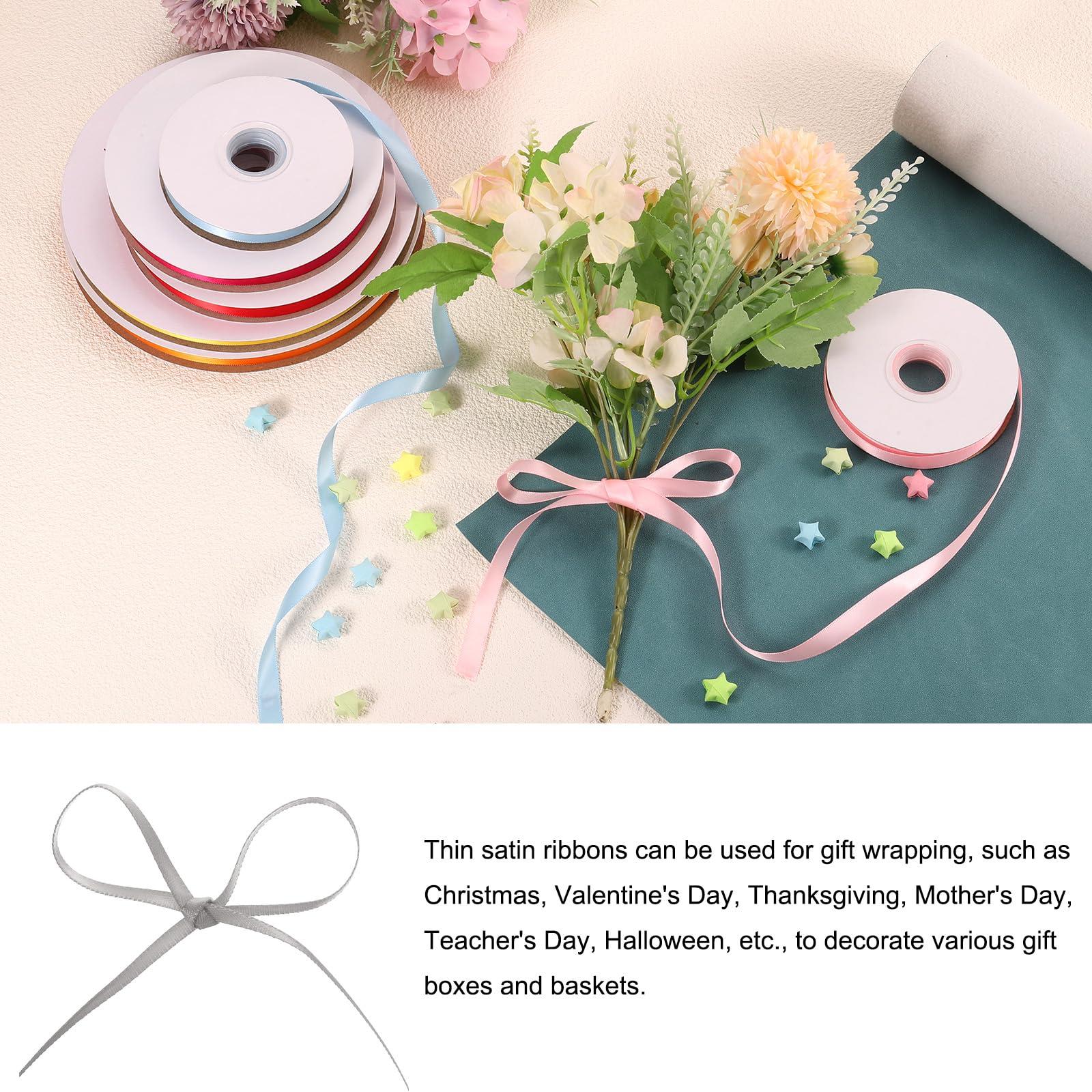 Rebower Rebower 1/8 Inch 50 Yard Satin Ribbon Thick Double Face Grosgrain Silk Ribbon, [for Gift Wrapping, Hair Bows, Wedding, Cake, Flower] - Grey