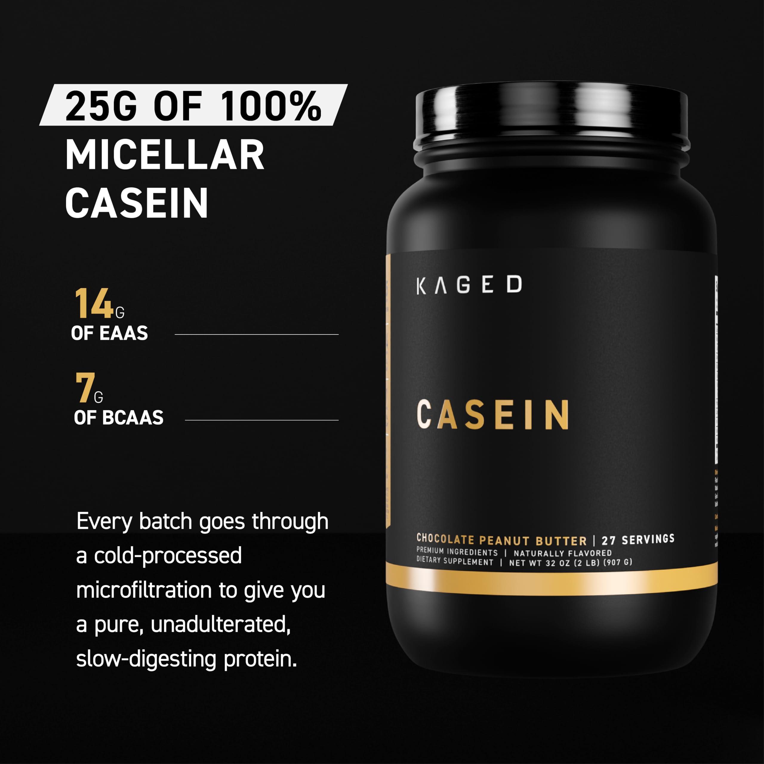 Kaged Kaged Premium Casein Protein Powder | Vanilla | Micellar Casein | Banned-Substance Free Supplement | Build Muscle and Recover Faster | Kasein | 27 Servings