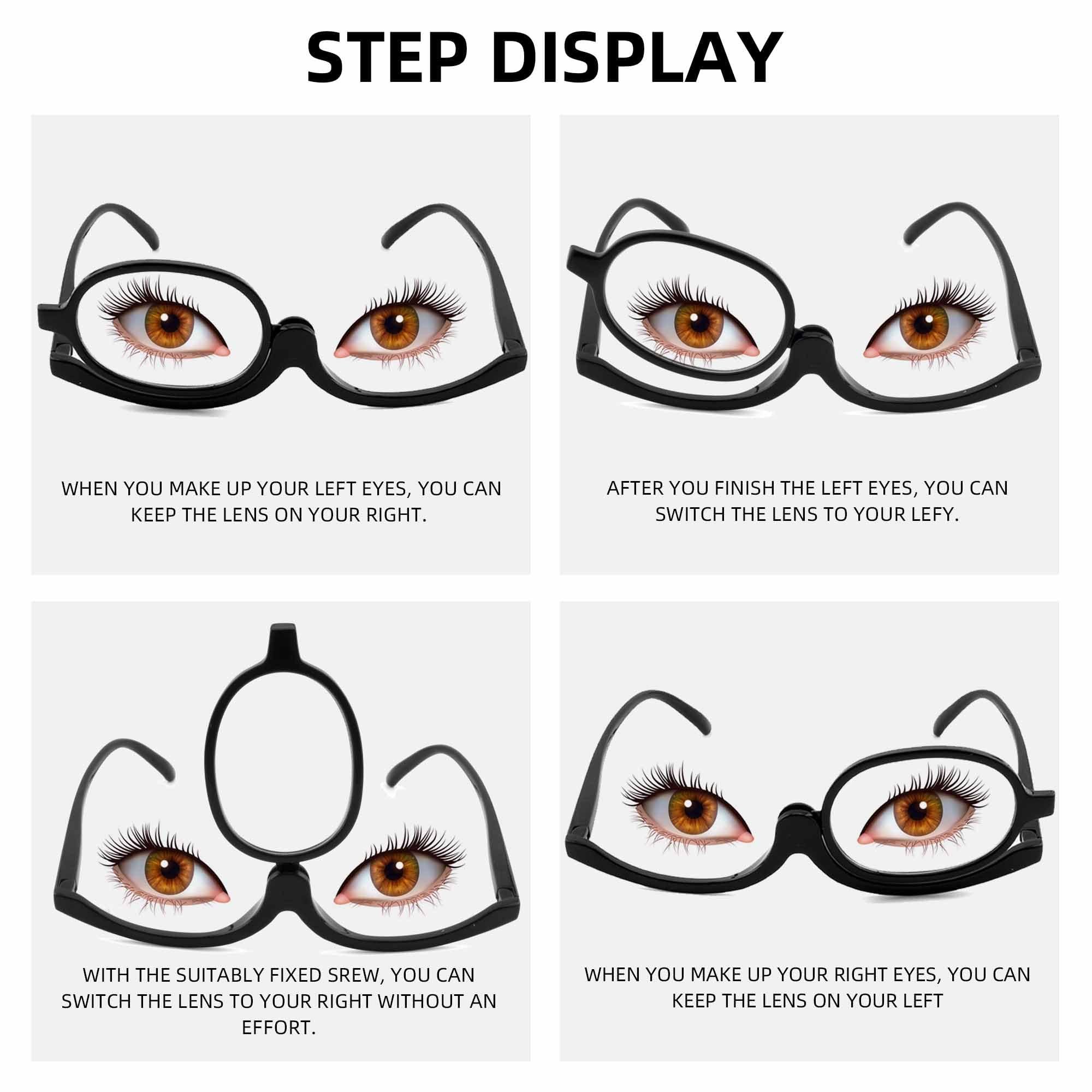 SOPHILY SOPHILY 2 Pack Makeup Reading Glasses for Women Flip Down Cosmetic Readers Make Up Eyeglasses Spring Hinge +4.50