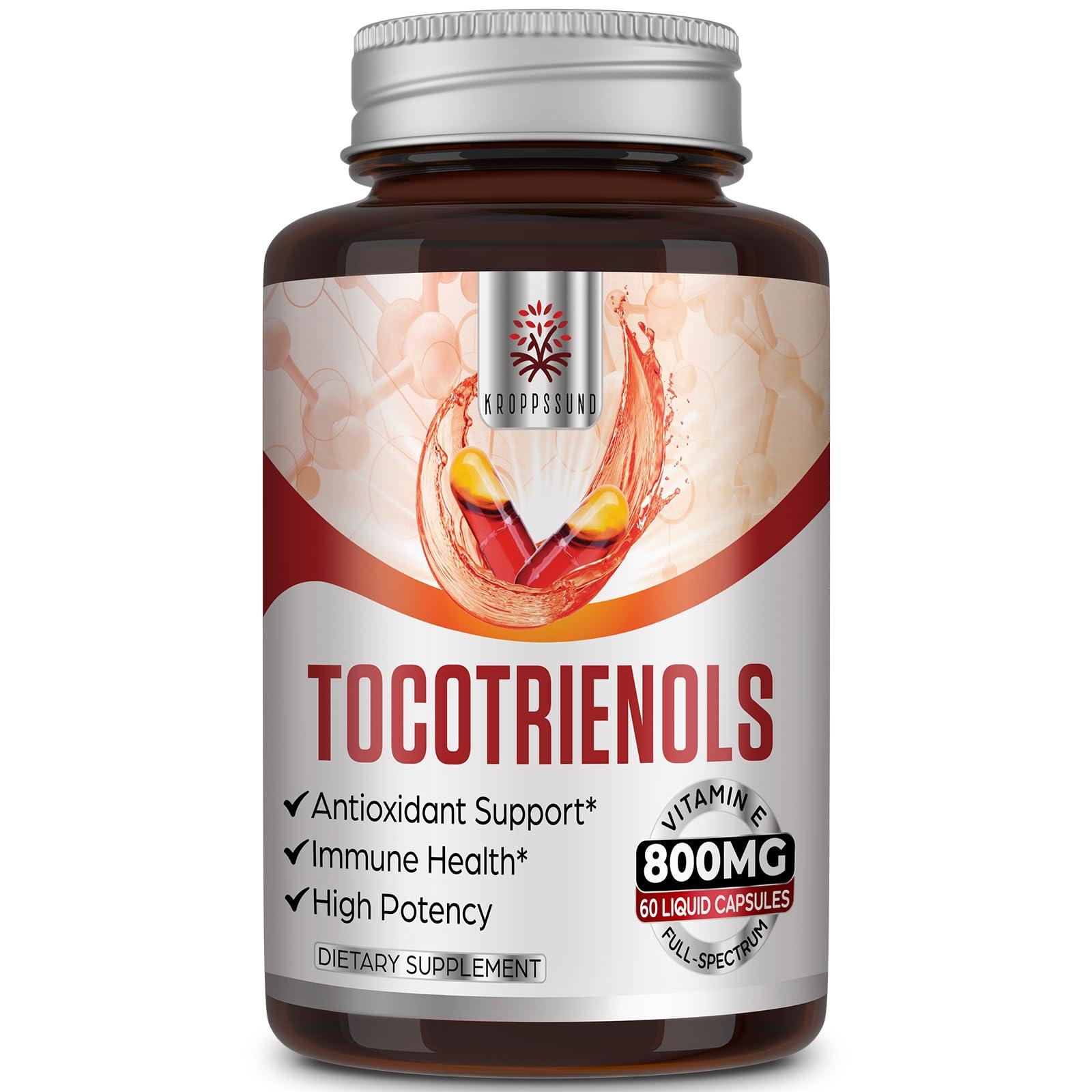 Kroppssund Tocotrienol Supplement Full Spectrum, Cutting-edge Fusion Technology, Tocotrienol Vitamin E-Tocotrienols 800mg,Powerful Antioxidant,Cardiovascular,Highest Absorption Rate - 60 Liquid-Filled Capsules