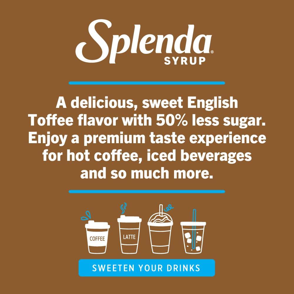 SPLENDA Splenda Coffee Syrup, English Toffee, Reduced Sugar, Flavored Liquid Syrups for Drinks, 750 ml Bottle