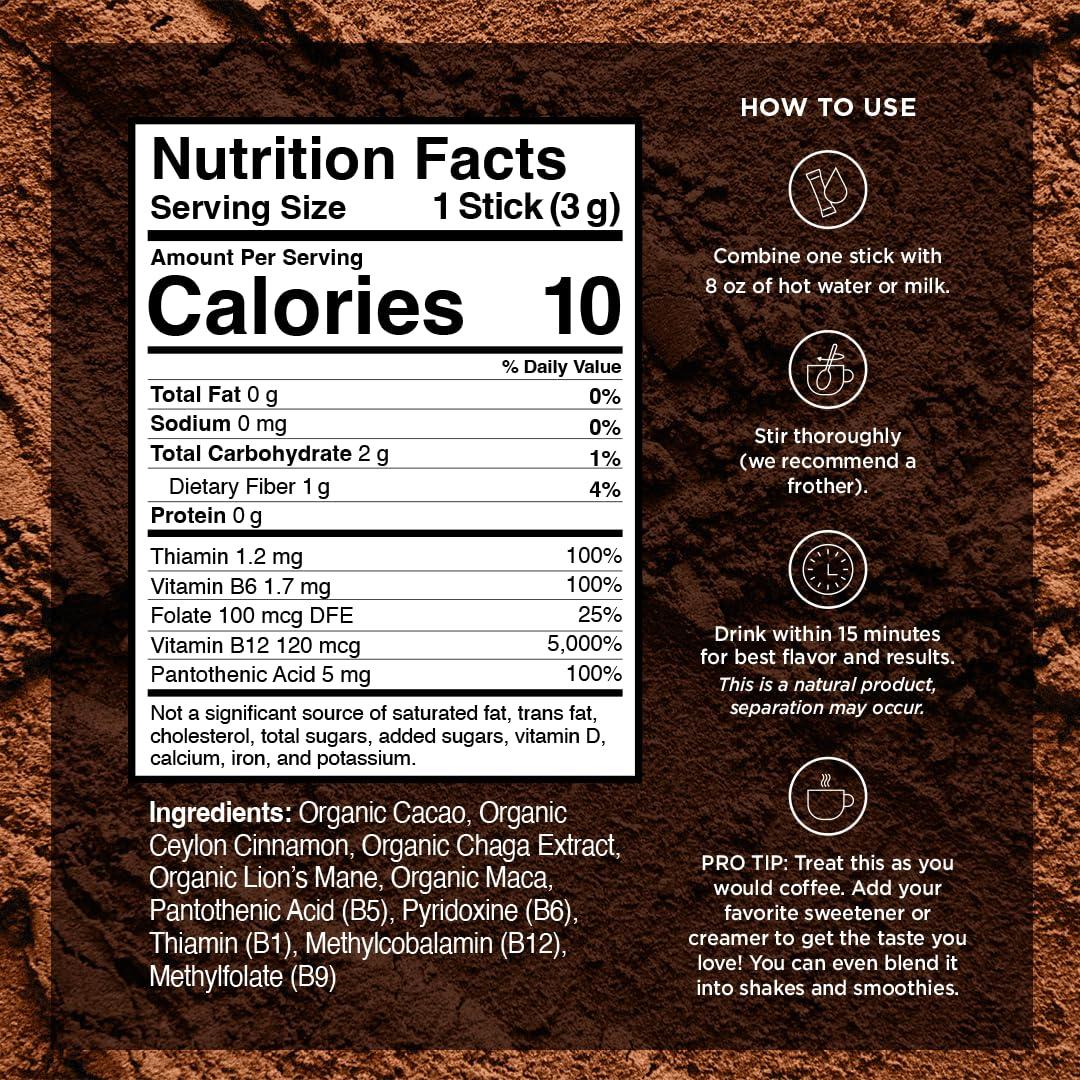 VitaCup VitaCup Shroom Fuel, Mushroom Based Instant Coffee Alternative Packets, Mushroom Coffee Substitute w/Cacao, Cinnamon, Chaga, Lions Mane, & Maca for Energy, Immune Support, & Focus, 10 ct