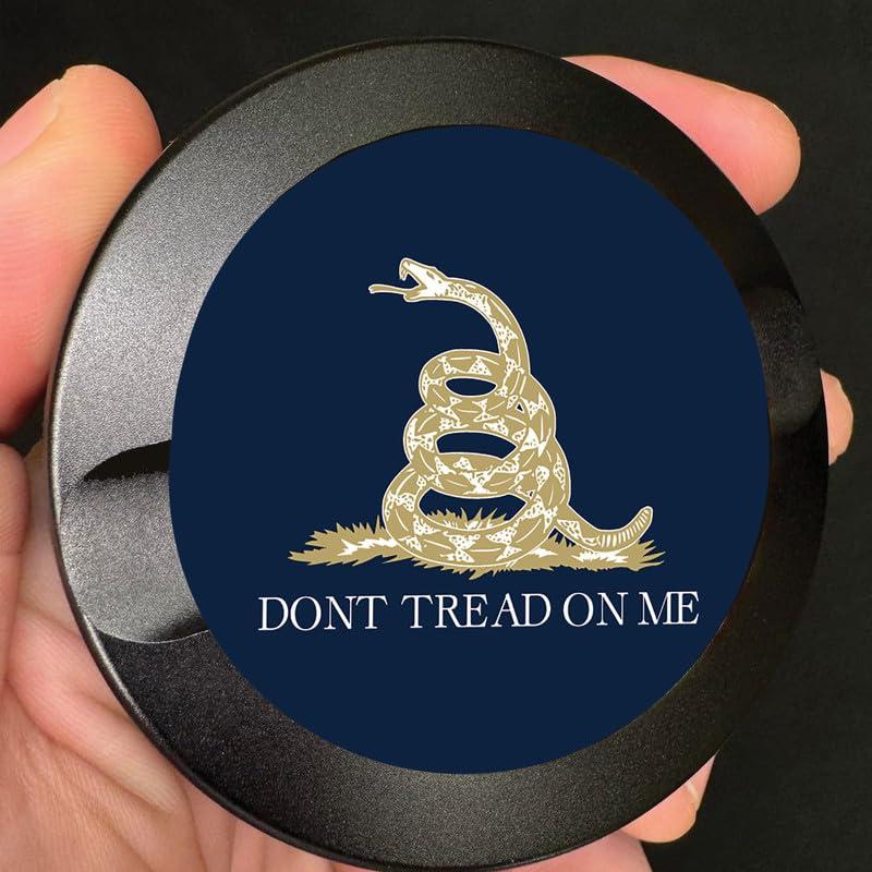 Brotherhood Metal Zyn Container | Metal Zyn Holder | Zyn Metal Can | Metal Container for Zyn Holder | Metal Zyn Pouch Cans | Don\'t Tread on Me Flag | Gadsden Flag | Navy Beige White