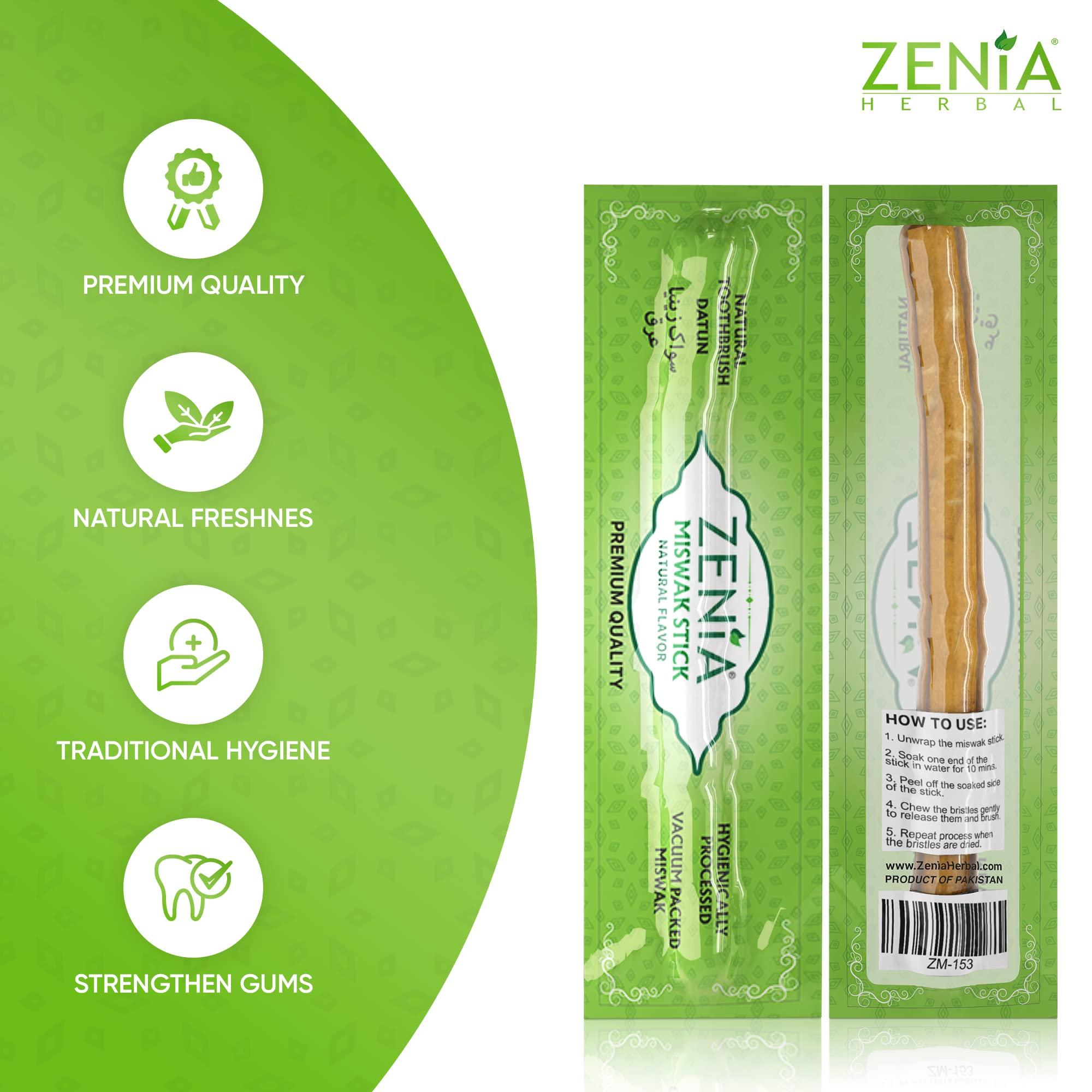 Zenia Zenia Sewak Natural Miswak Toothbrush - Vacuum Sealed Natural Flavor Traditional Peelu Toothbrush Stick - for Healthy Gums, Teeth, and Fresher Breath (Pack of 12)