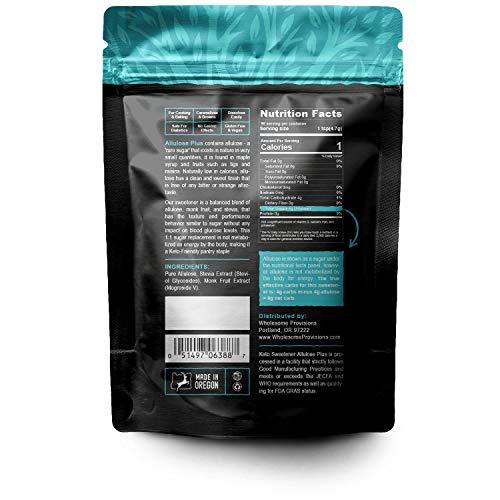 Wholesome Provisions Allulose Sweetener, Keto-Friendly, 0g net carb, Low Carb Sugar, 1:1 Sugar Substitute, The People's Keto Company Allulose Plus, 1 lb, Gluten Free, Vegan, 100% Made in USA (2 Pack)