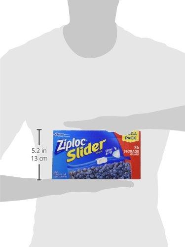 Ziploc Ziploc Quart Food Storage Slider Bags, Power Shield Technology for More Durability, 76 Count