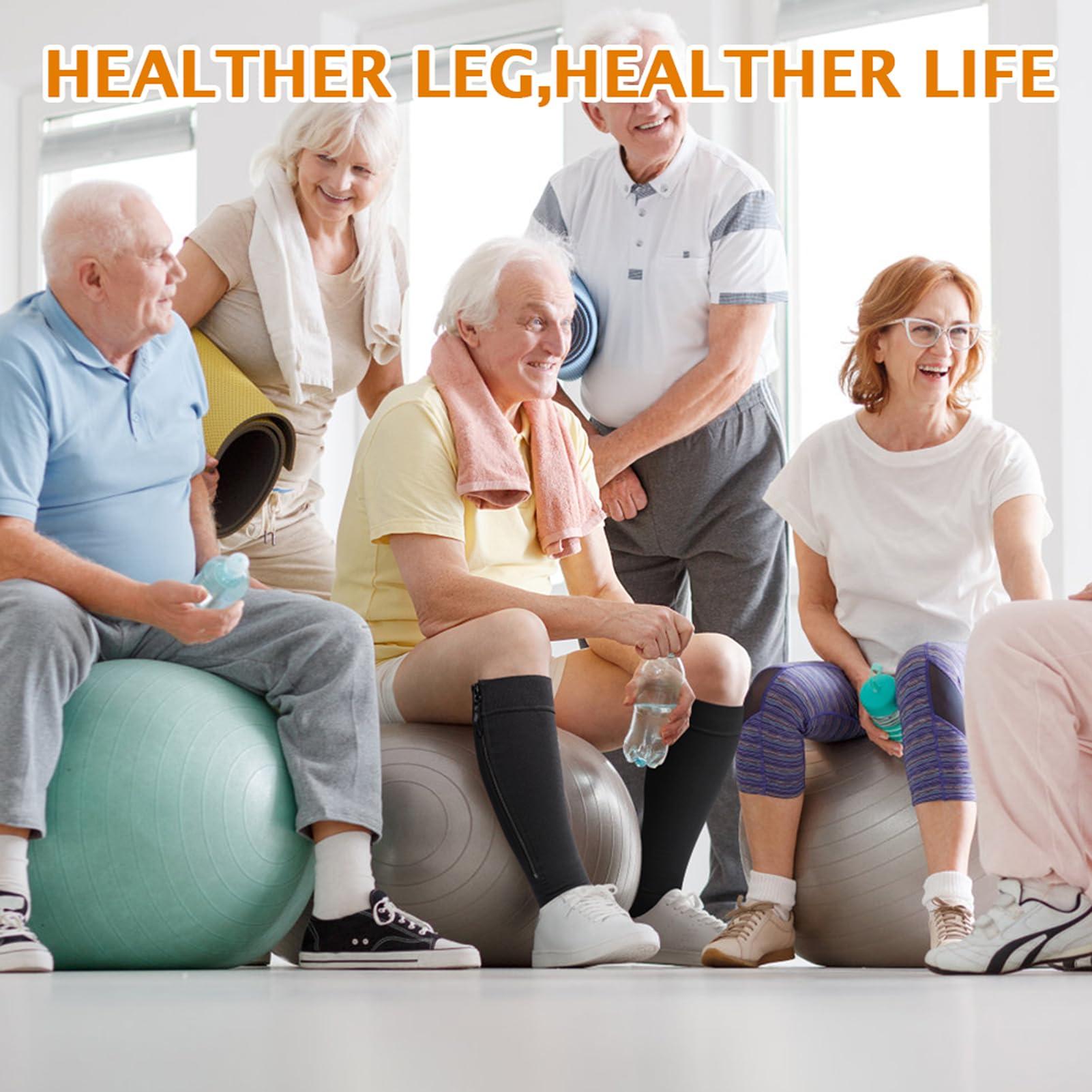 CASMON CASMON Zipper Compression Socks for Women & Men, 20-30 mmHg Closed Toe Knee High Support Sock, Medical Zip up Socks for Edema, Varicose Veins, Post-surgery, Swelling, Nurses, Pregnancy (1 Pair)